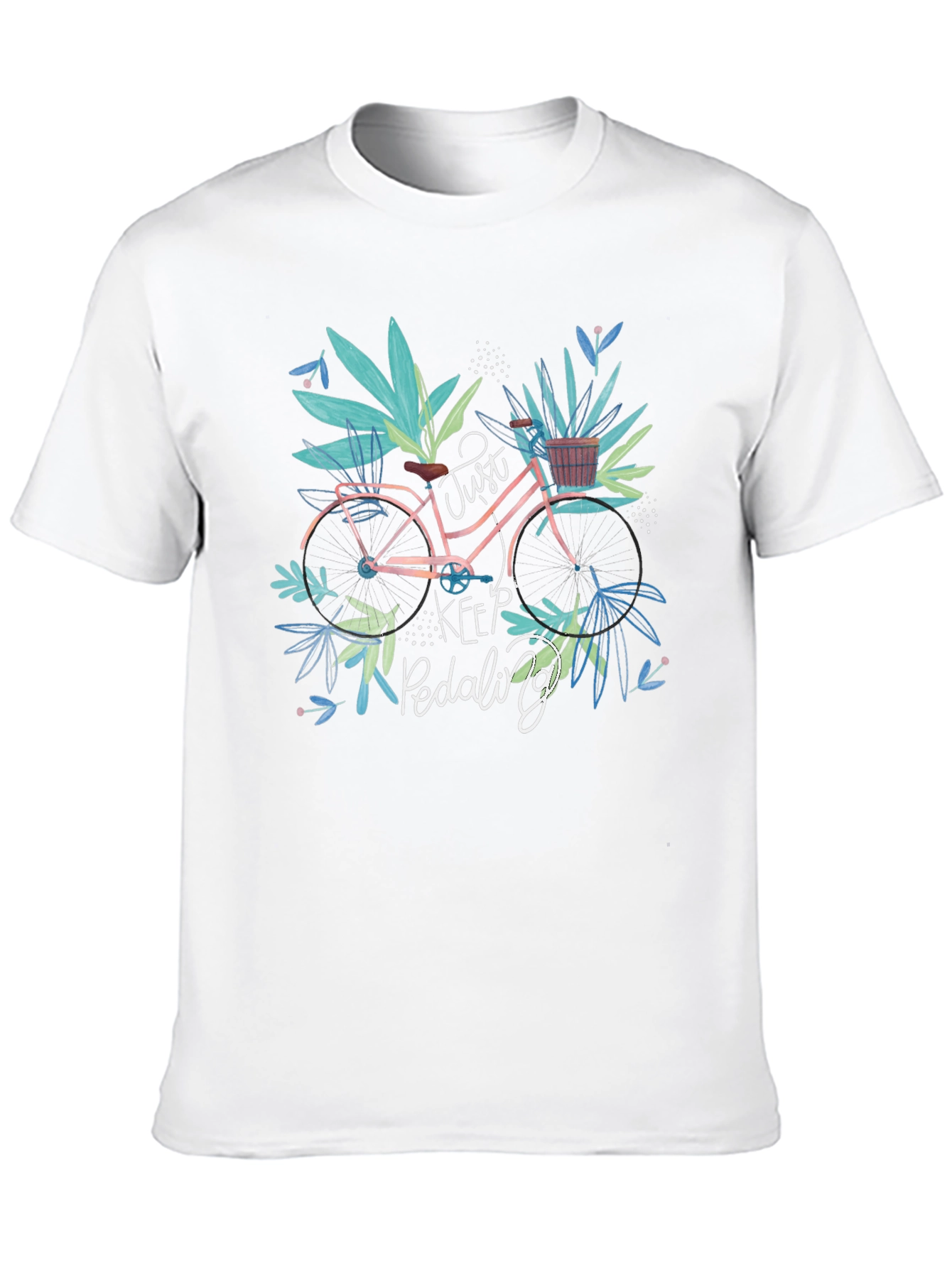 Black Just Keep Pedaling Bicycle Graphic Tee view 10