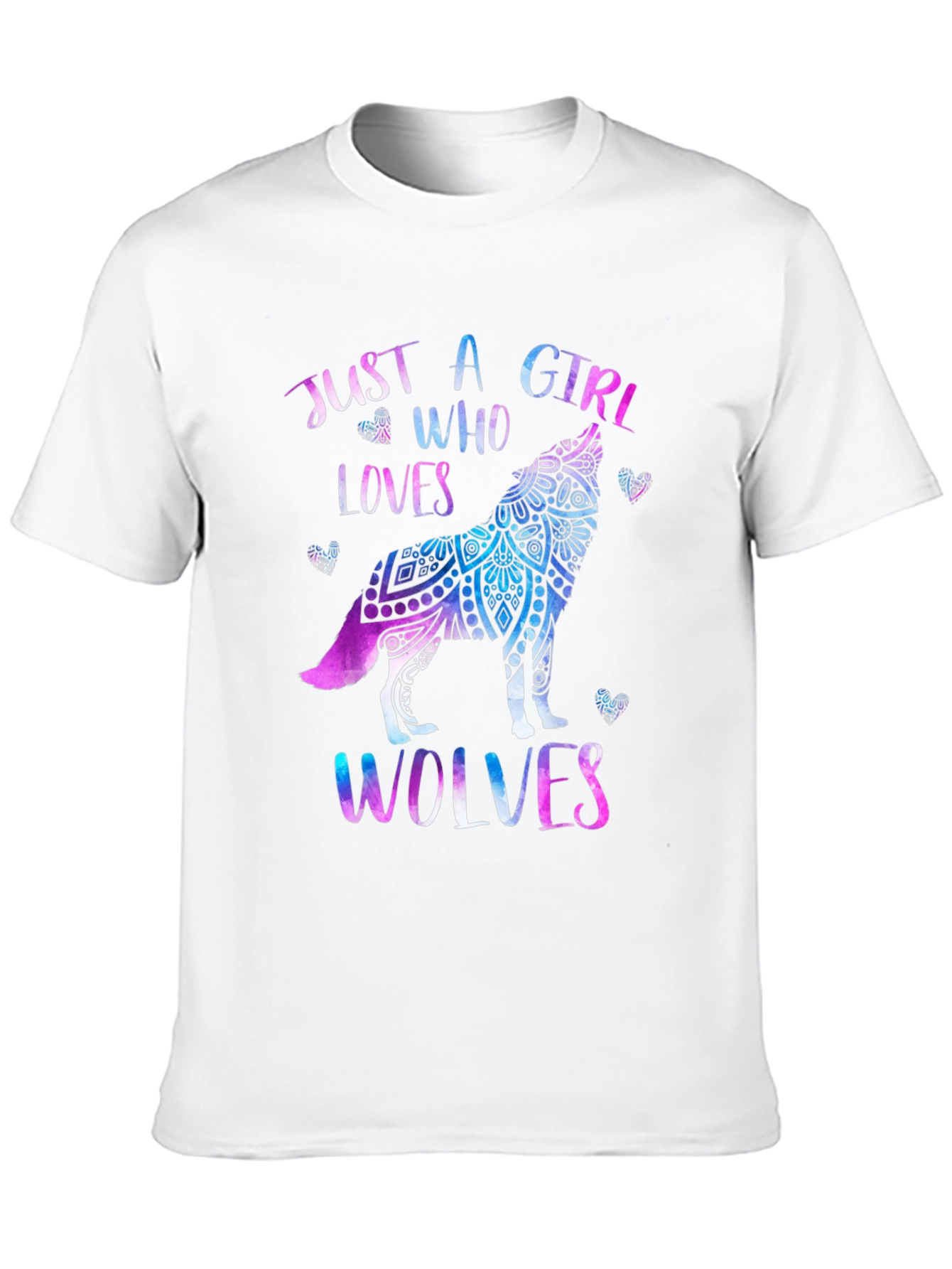 Black Just A Girl Who Loves Wolves T-Shirt view 10