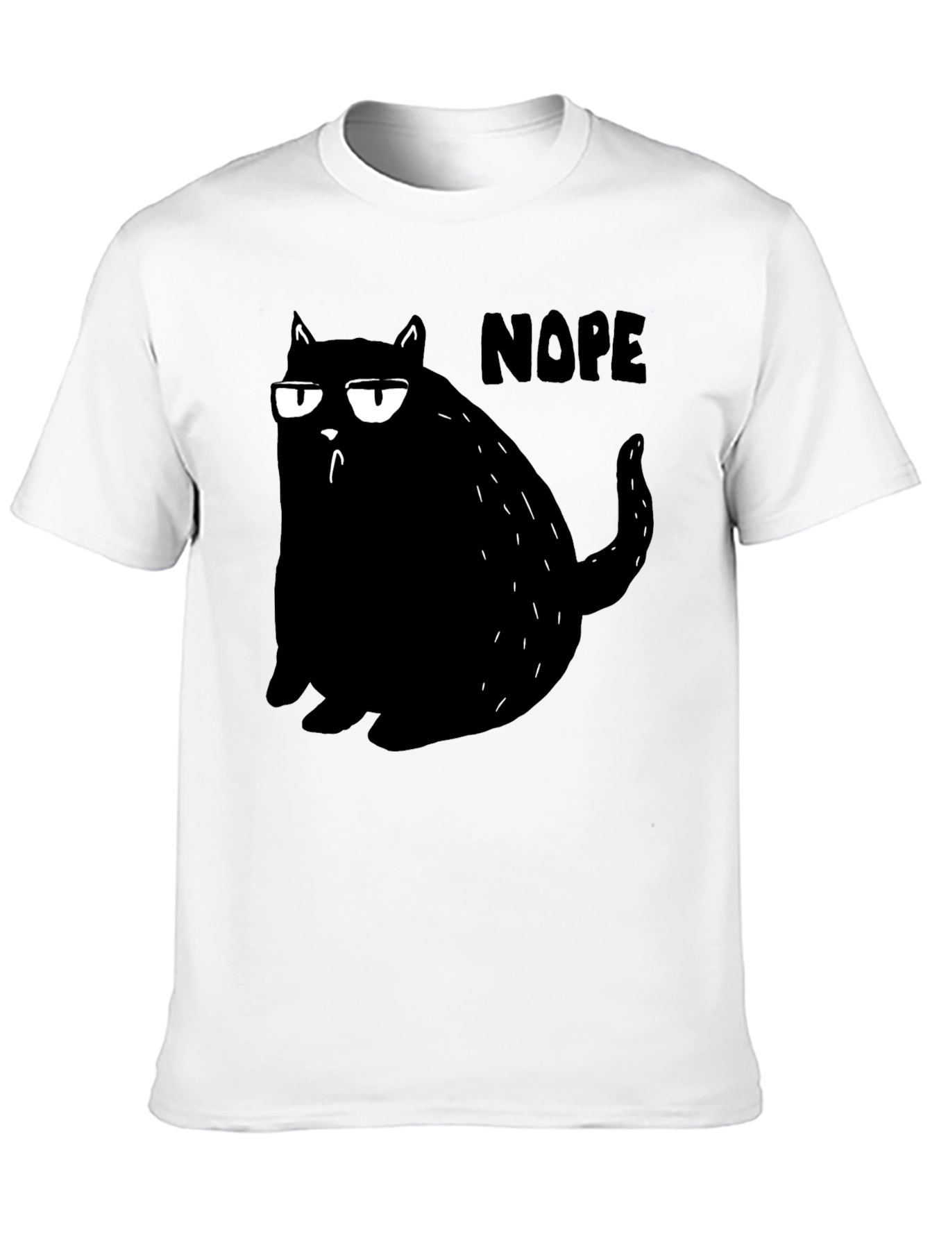 Black Nope Cat Graphic Tee - Black Cotton T-Shirt  view 10