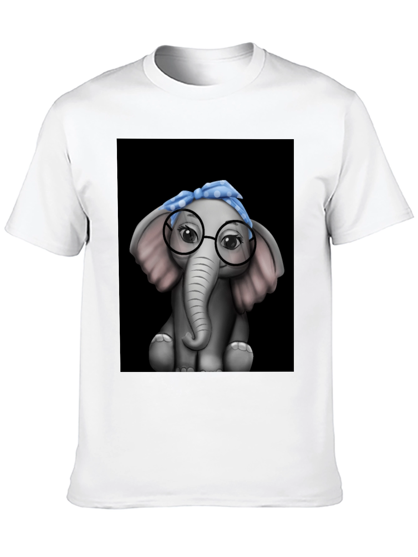 Black Elephant with Glasses Graphic Tee - Black T-Shirt view 10