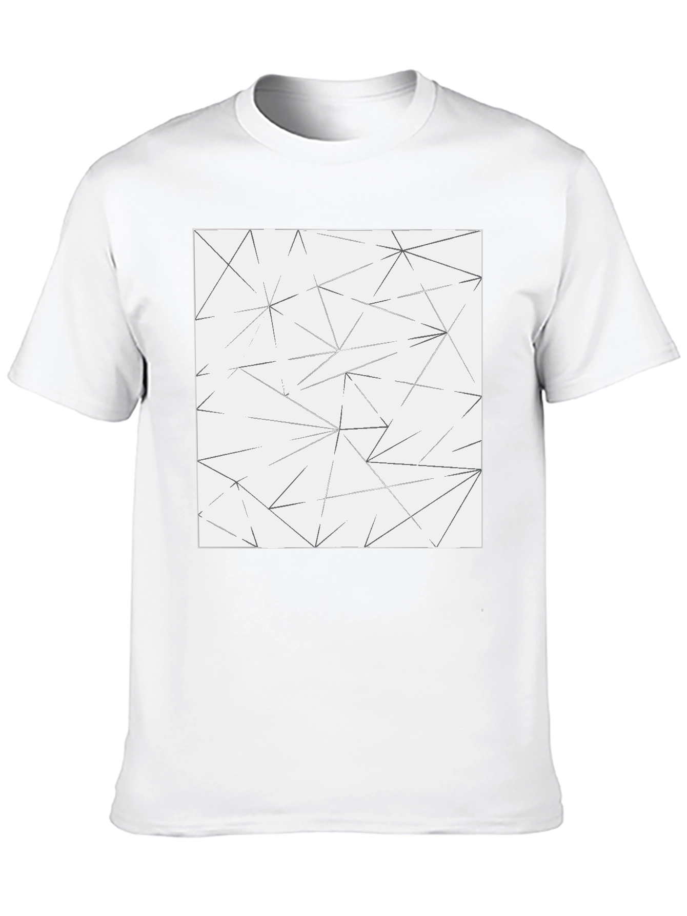 Black Geometric Line Pattern Tee - Modern Black T-Shirt view 10