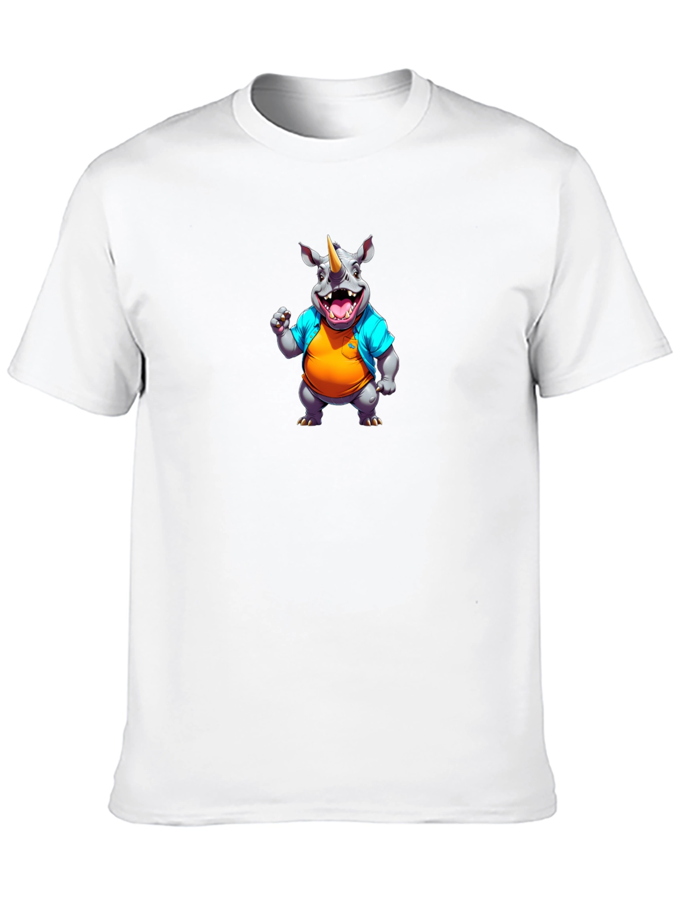 Black Cartoon Rhino Graphic Black T-Shirt view 10