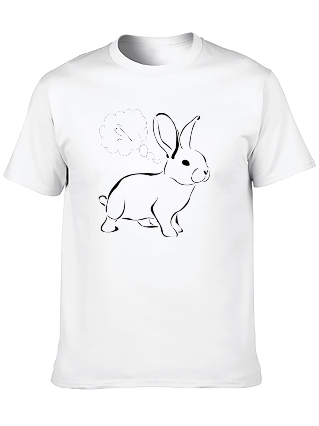 Black Minimalist Bunny Graphic Tee - Black Cotton view 10