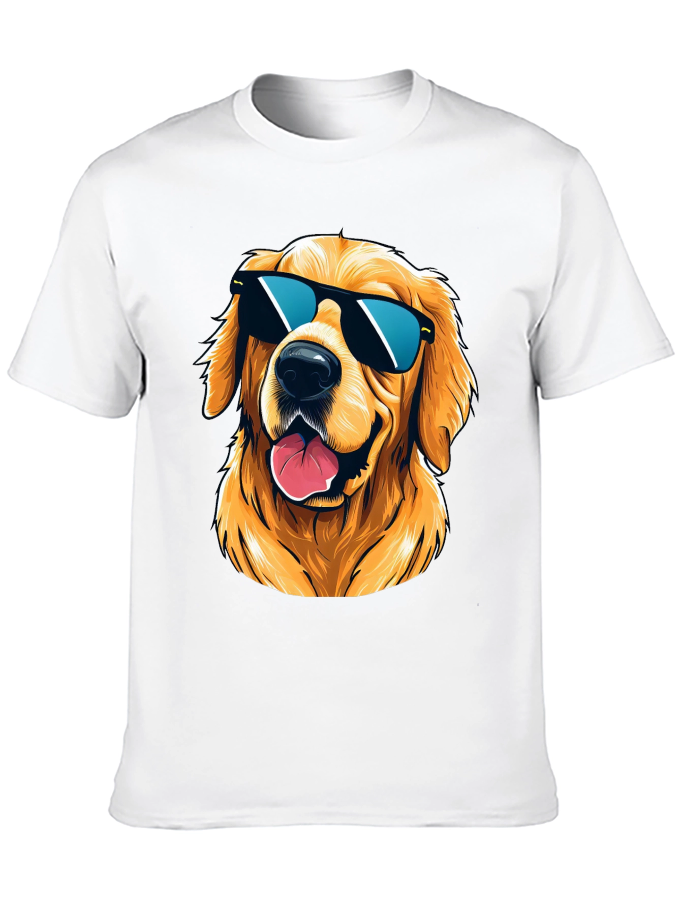Black Cool Golden Retriever Sunglasses T-Shirt view 10