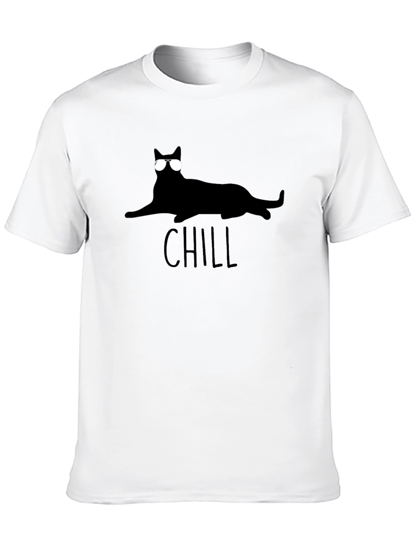 Black Chill Cat Tee - Cool Cat in Shades Black T-Shirt view 10