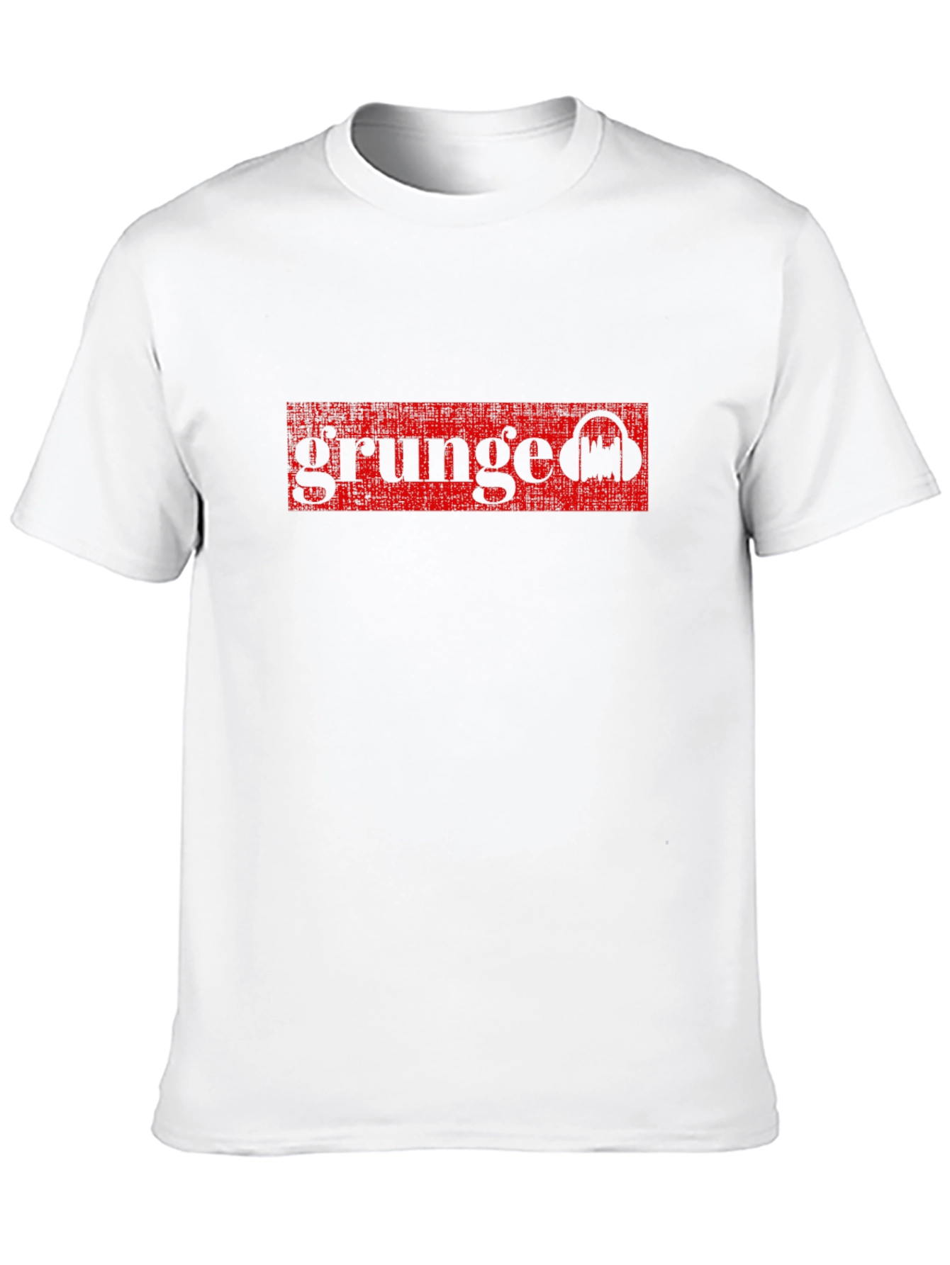 Black Grunge Music T-Shirt - Distressed Red Design on Black view 10