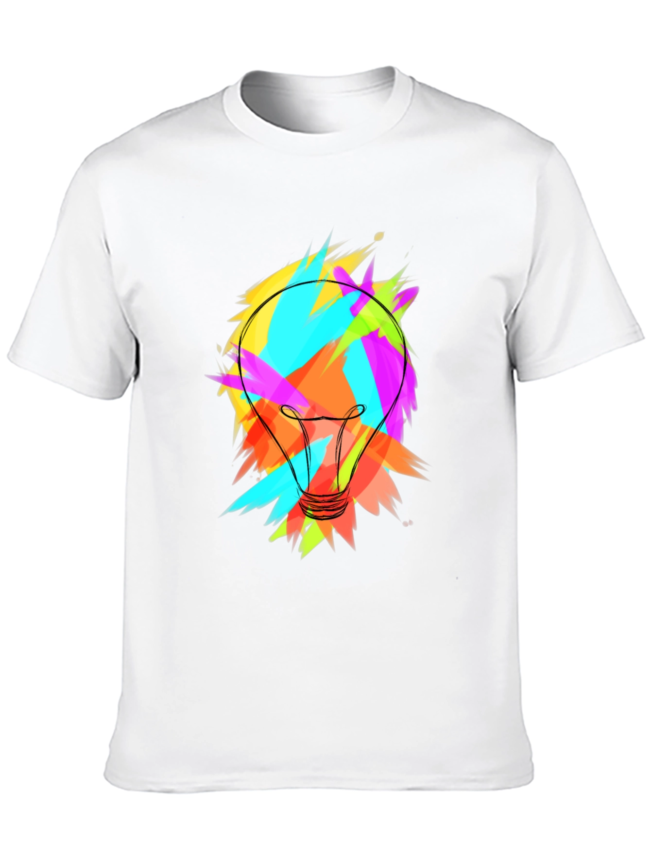 Black Colorful Lightbulb Graphic Tee - Soft Cotton Blend view 10