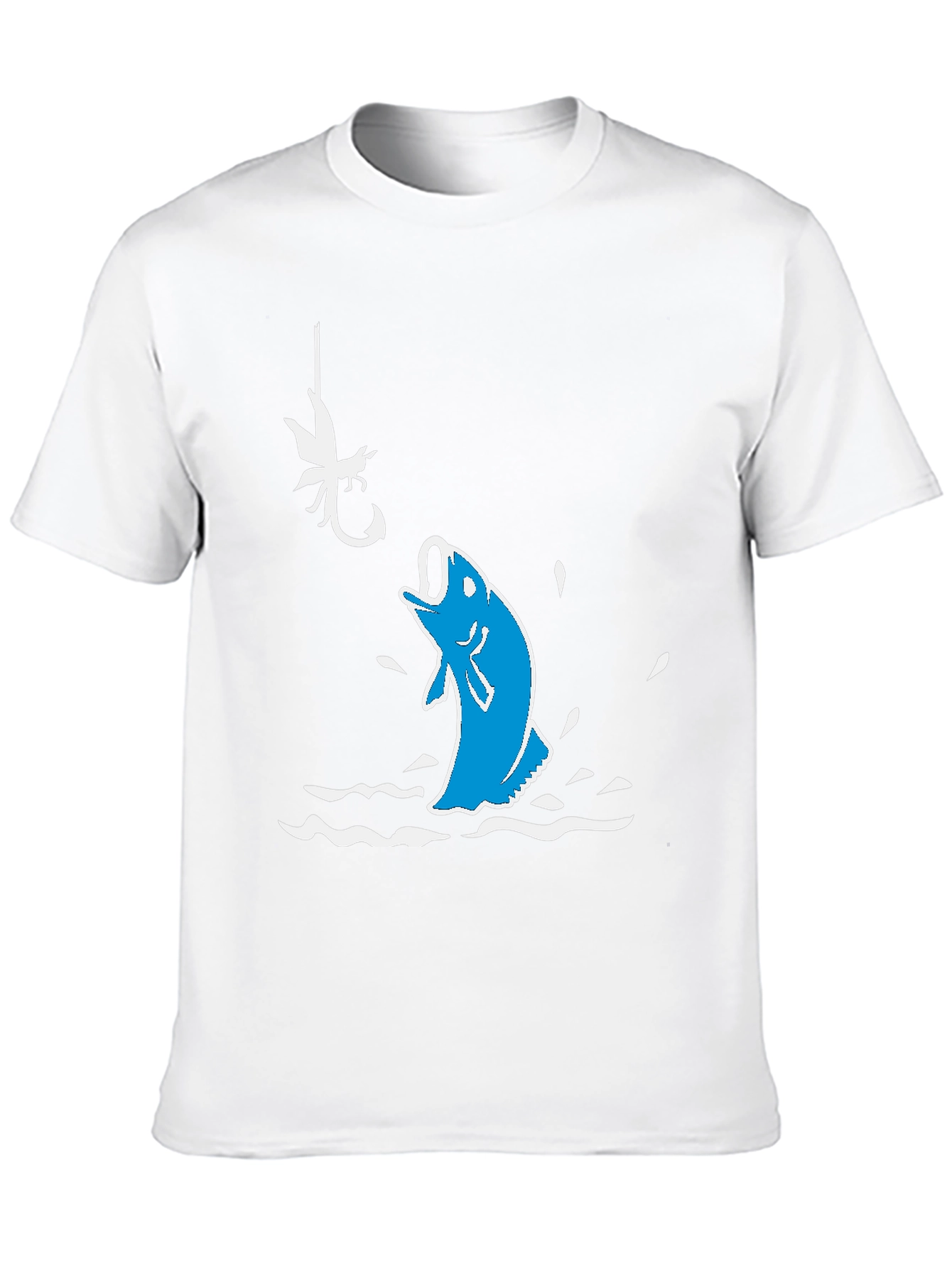 Black Fishing Hook T-Shirt: Jumping Bass Design view 10