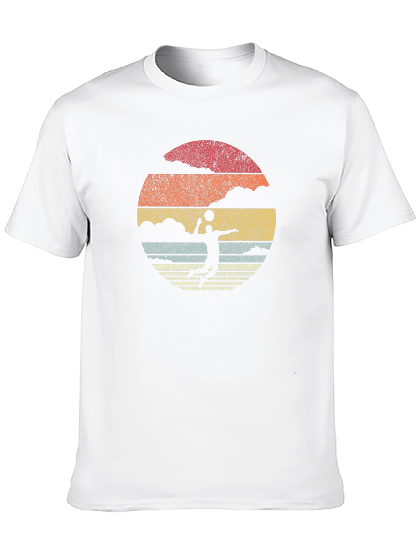 Black Retro Volleyball Sunset Graphic T-Shirt view 10