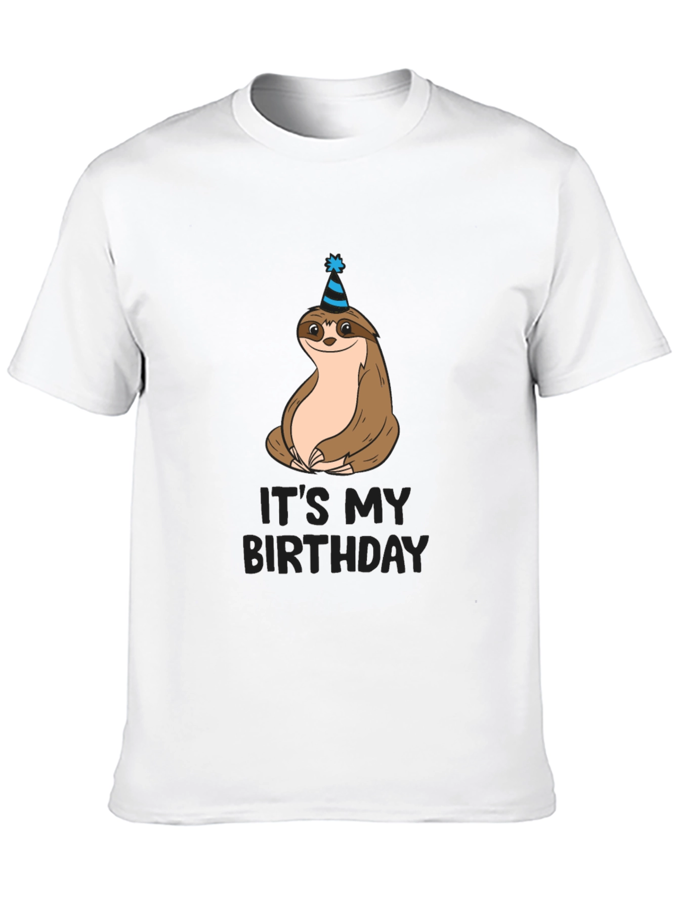 Birthday Sloth Graphic Tee - Men's Black T-Shirt - 10