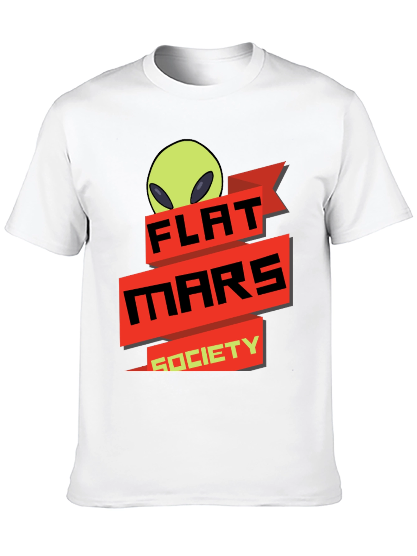 Black Flat Mars Society T-Shirt - Alien Graphic Tee view 10