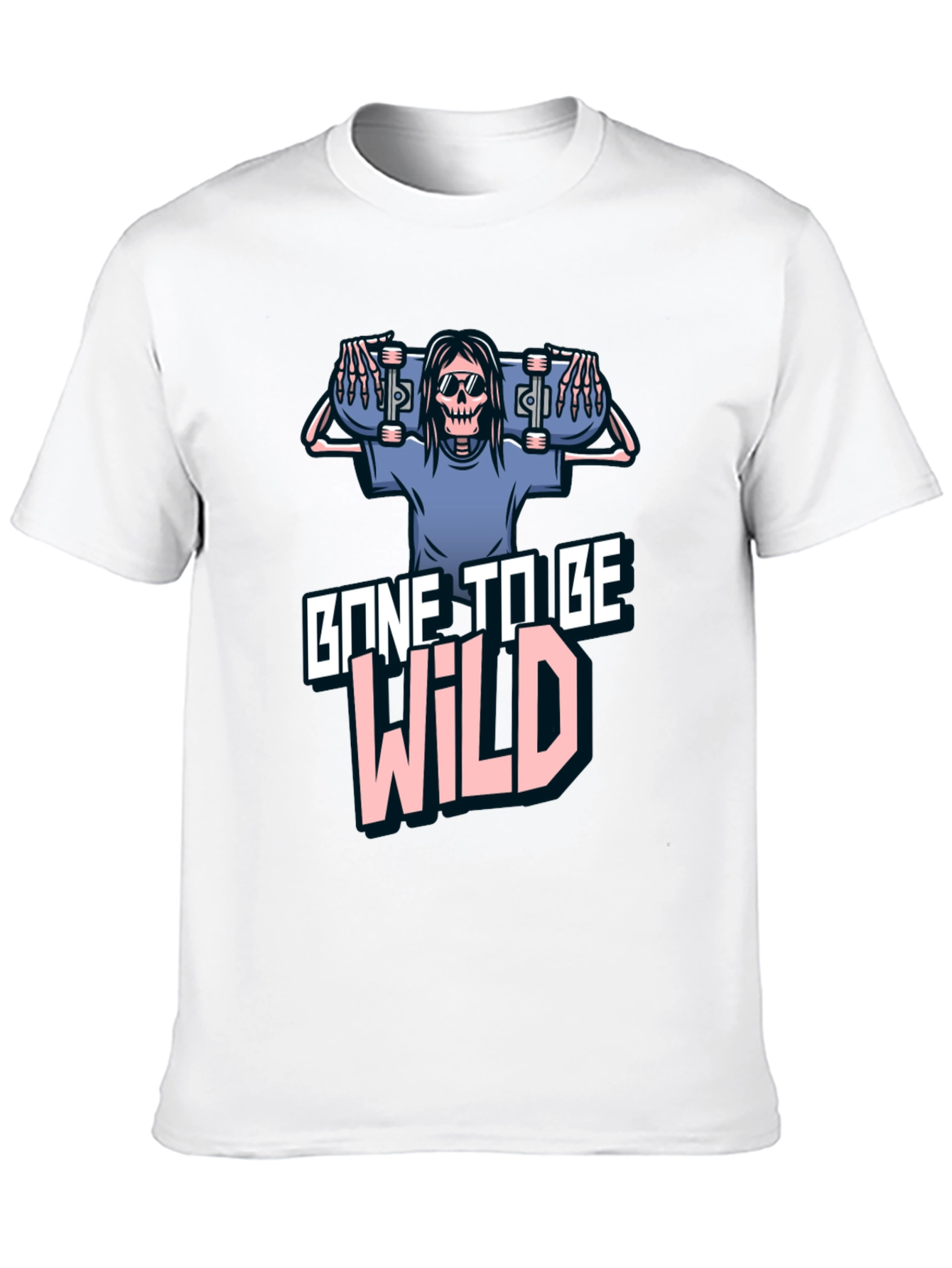 Black Gone To Be Wild Skeleton Skateboard Graphic Tee view 10
