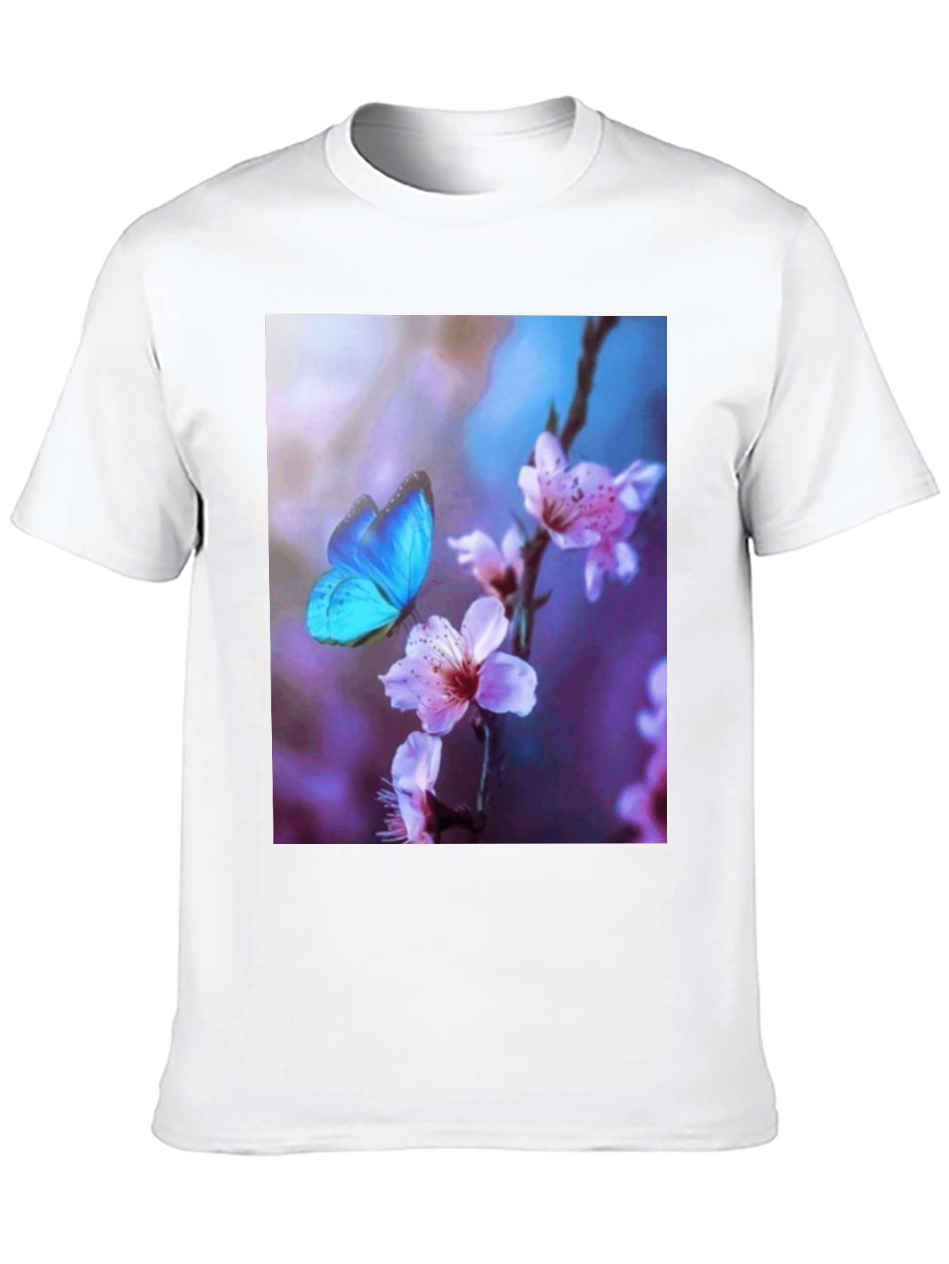 Black Butterfly Floral Print Black T-Shirt view 10