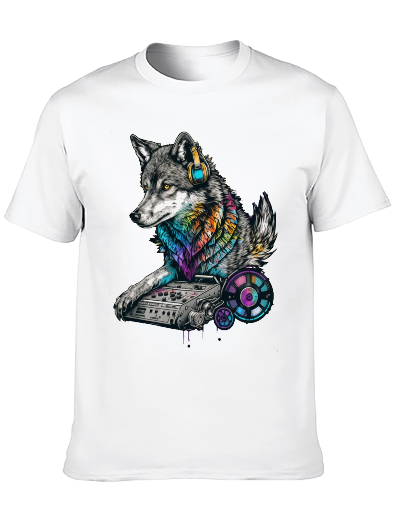 Black DJ Wolf Graphic T-Shirt - Cool Music Lover Tee view 10