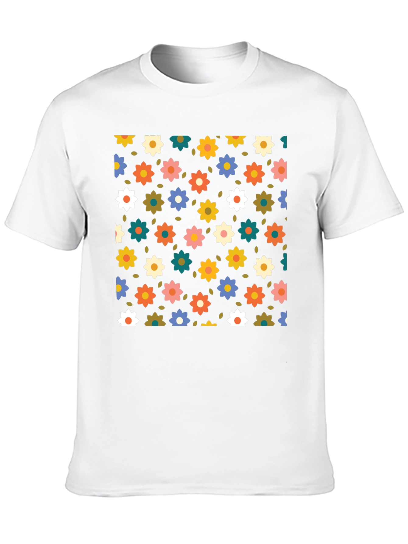 Black Floral Pattern Black T-Shirt view 10