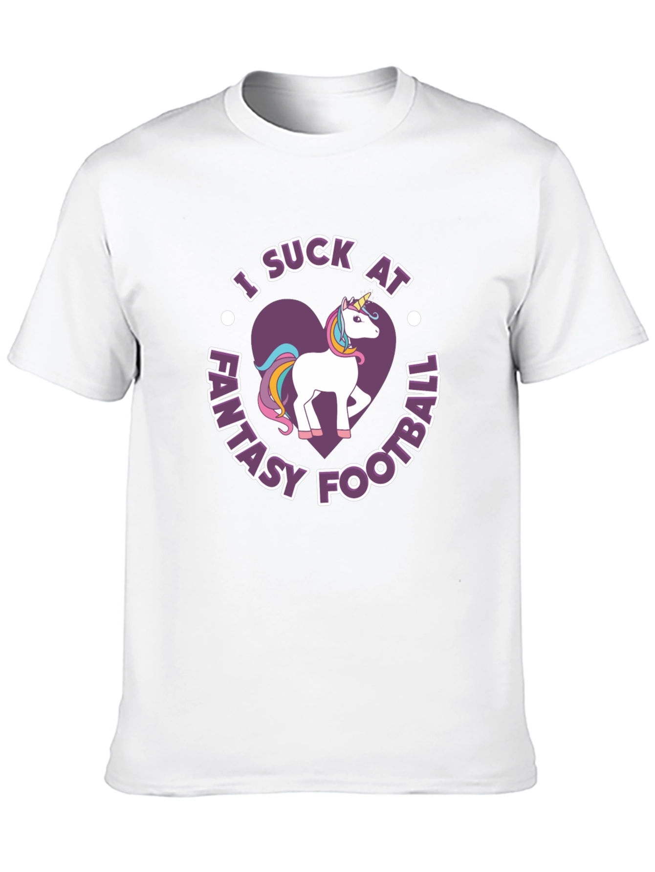 Black Funny "I Suck at Fantasy Football" Unicorn T-Shirt view 10