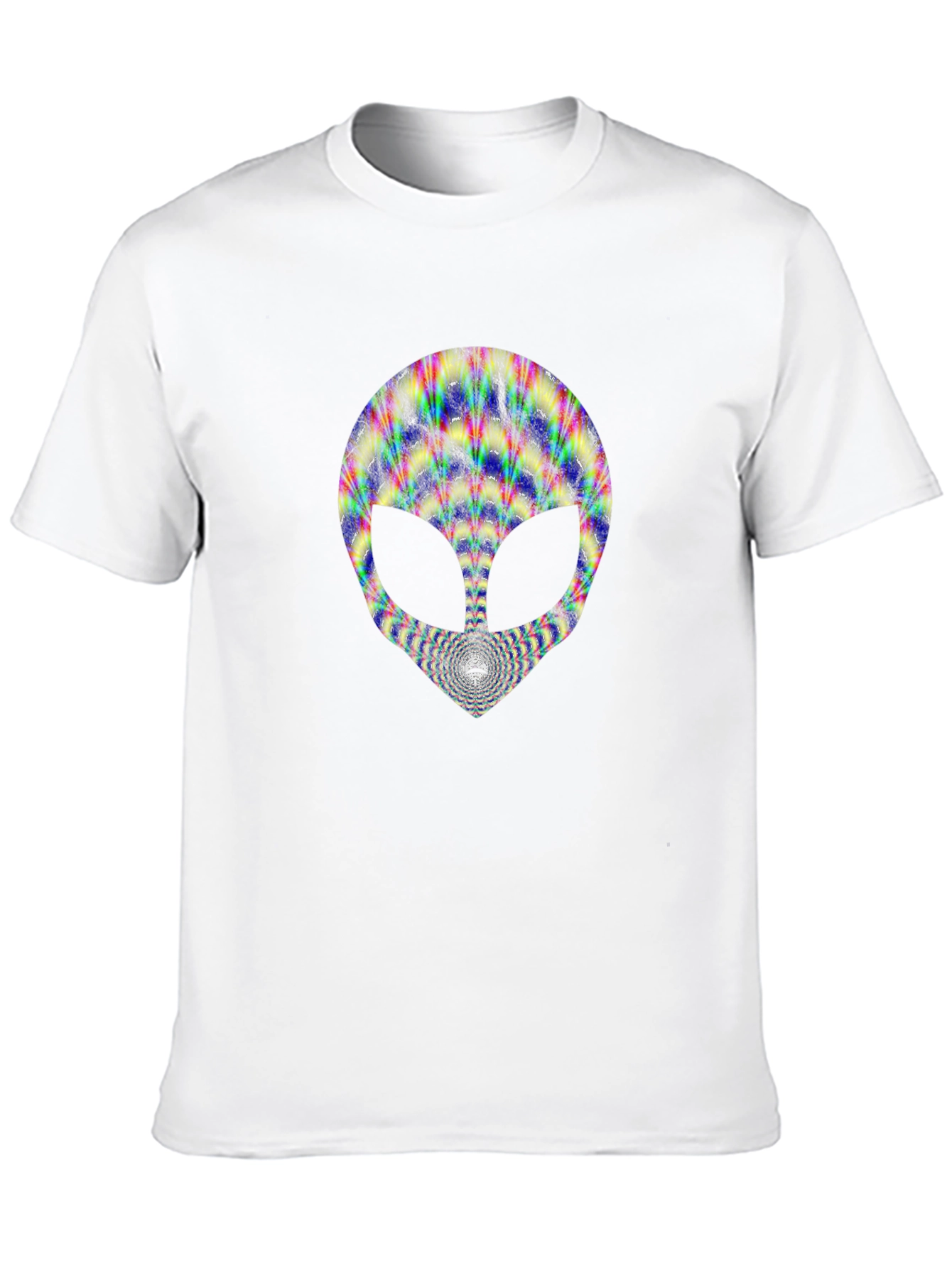 Black Trippy Alien Head Graphic Tee - Black Cotton T-Shirt view 10
