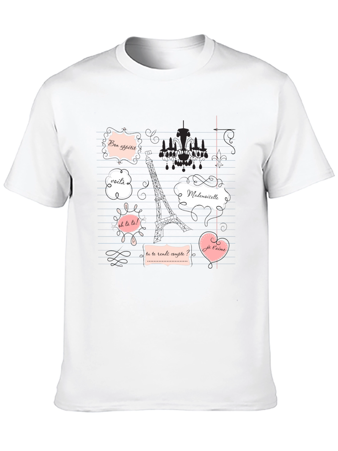 Black Parisian Phrases Graphic Tee view 10