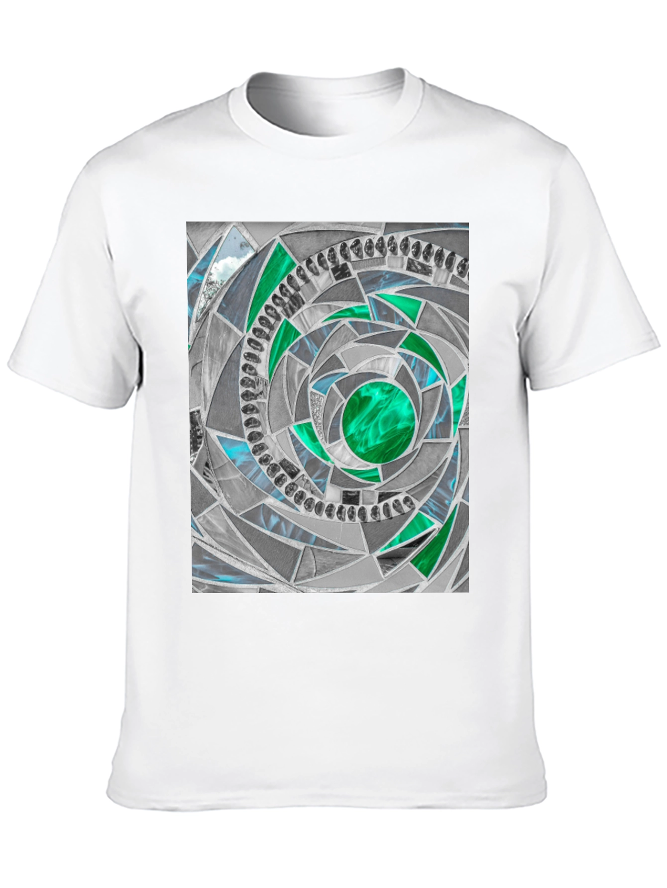 Black Geometric Mosaic T-Shirt - Abstract Art Tee view 10