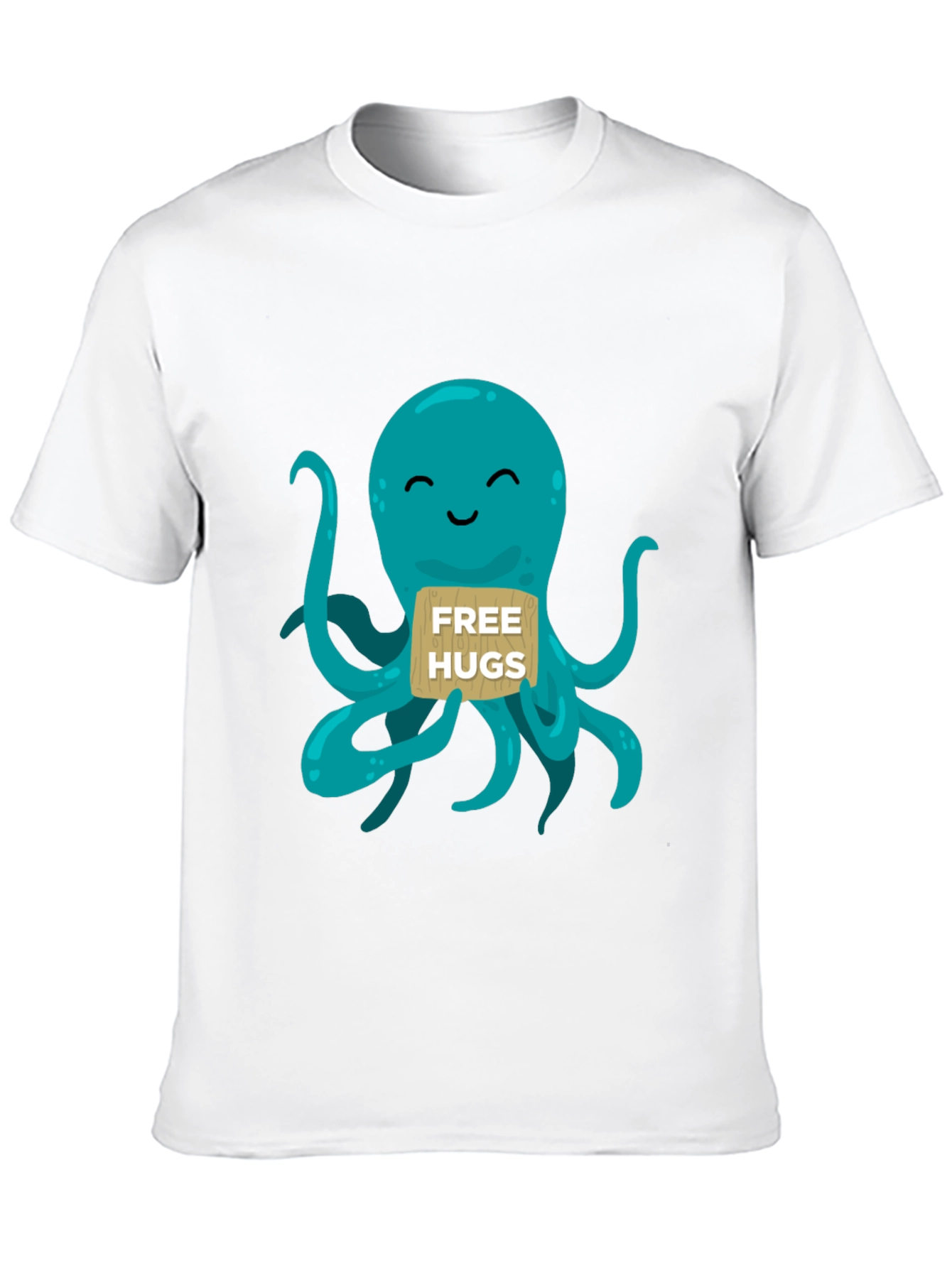 Black Cute Octopus 'Free Hugs' Graphic T-Shirt view 10