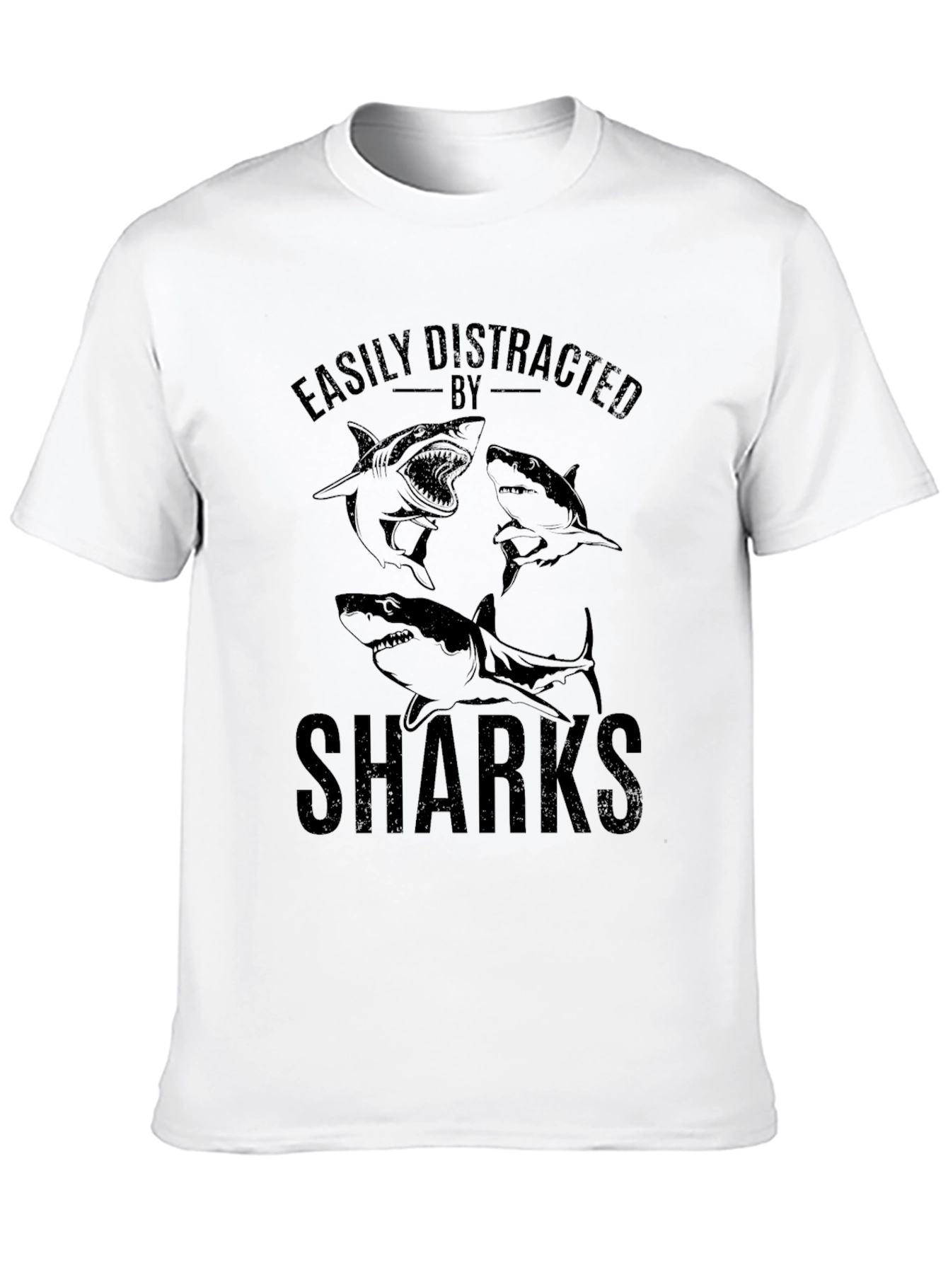 Black Easily Distracted by Sharks Graphic T-Shirt view 10