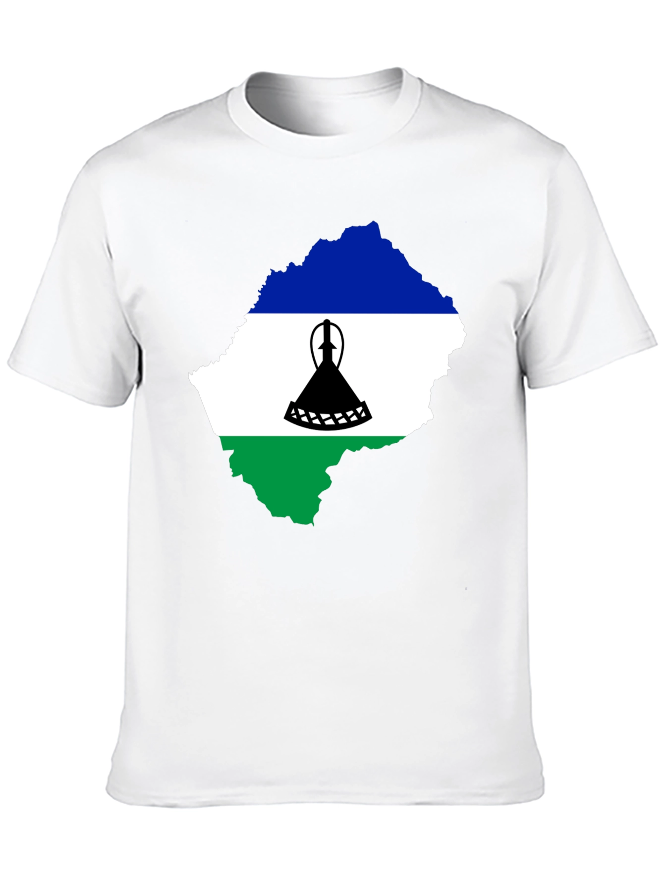 Lesotho Flag Map T-Shirt - Black - 10