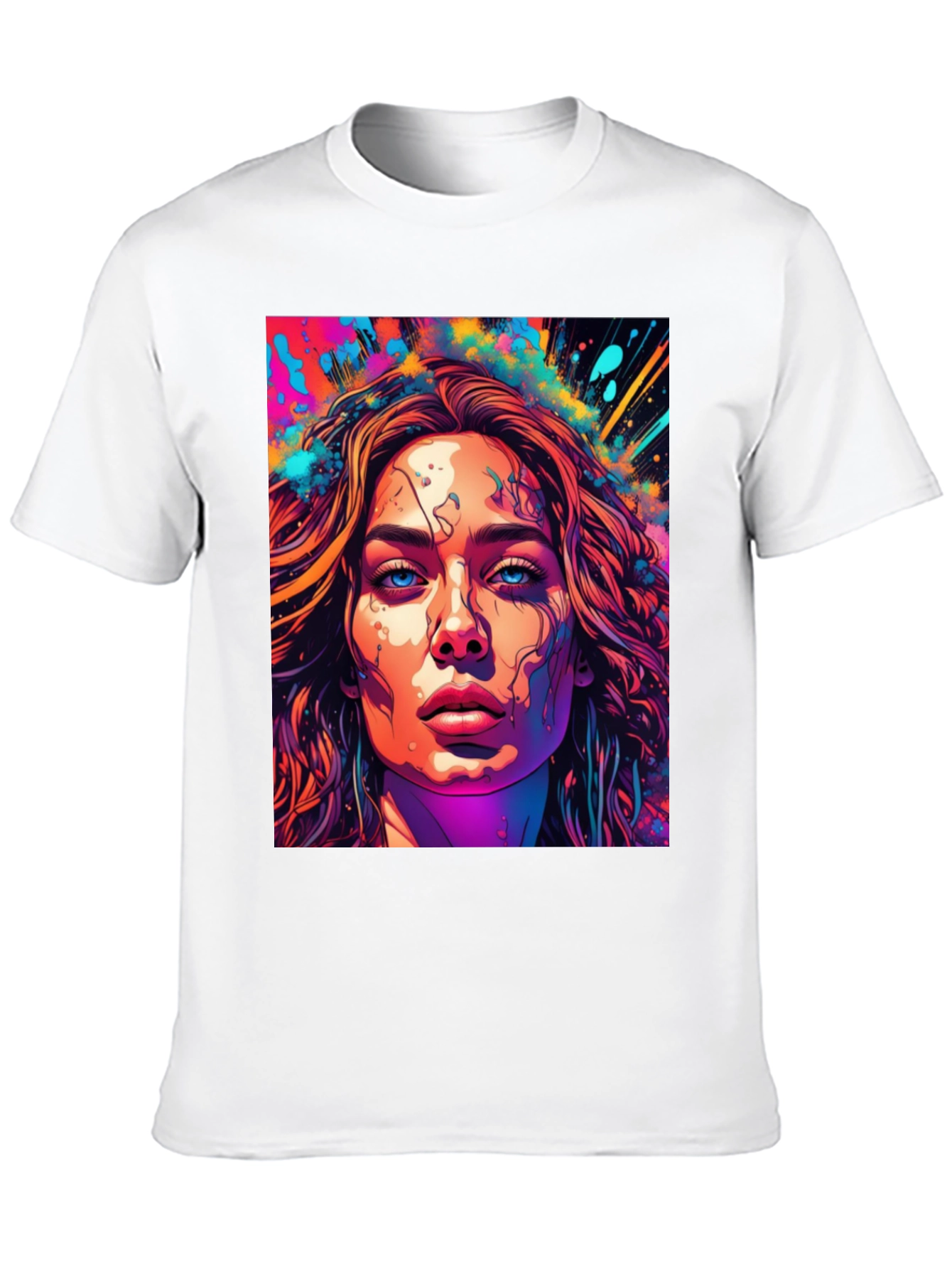 Black Artistic Women's Face Graphic T-Shirt view 10