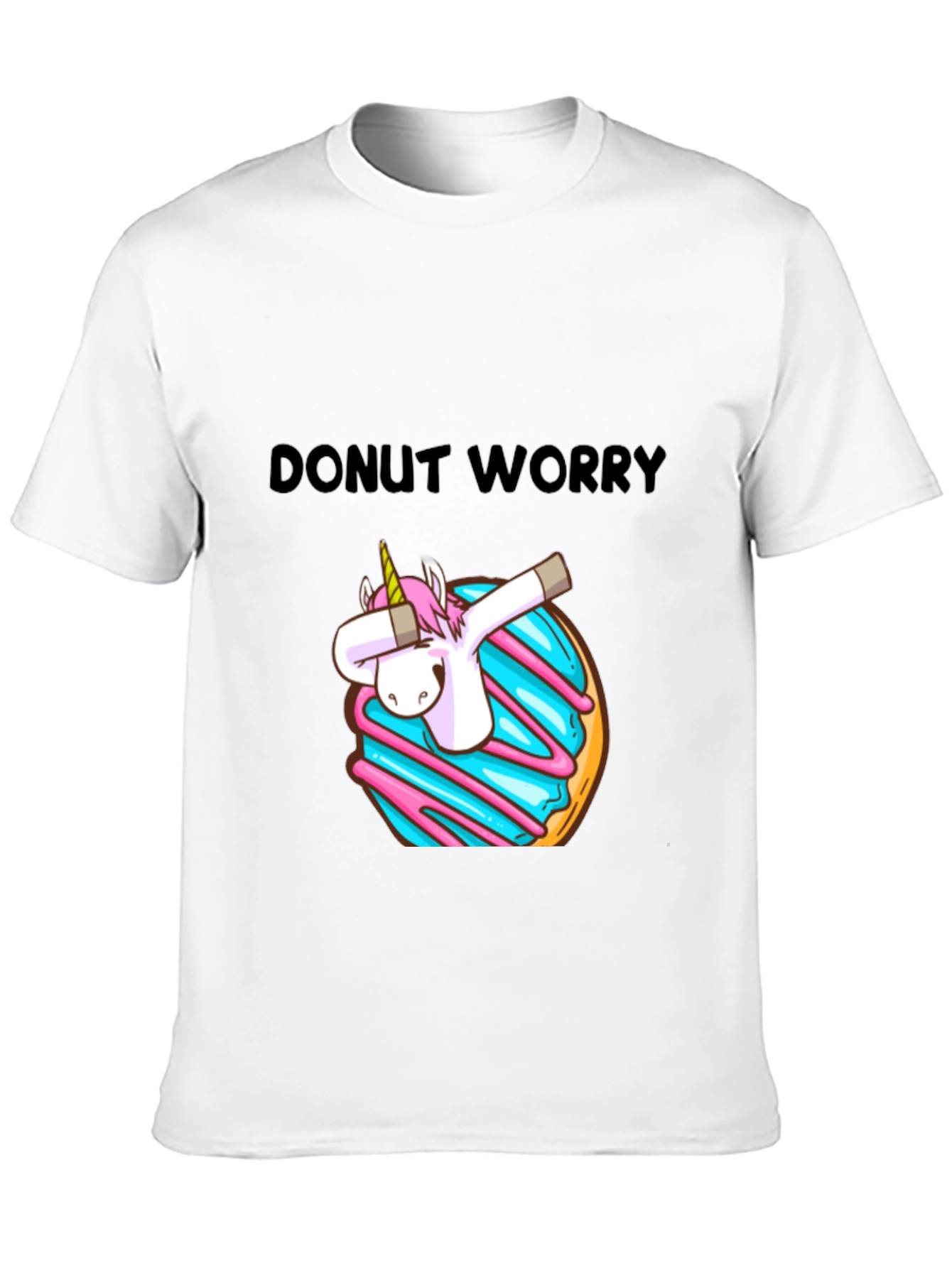 Black Donut Worry Unicorn Dab Graphic T-Shirt view 10