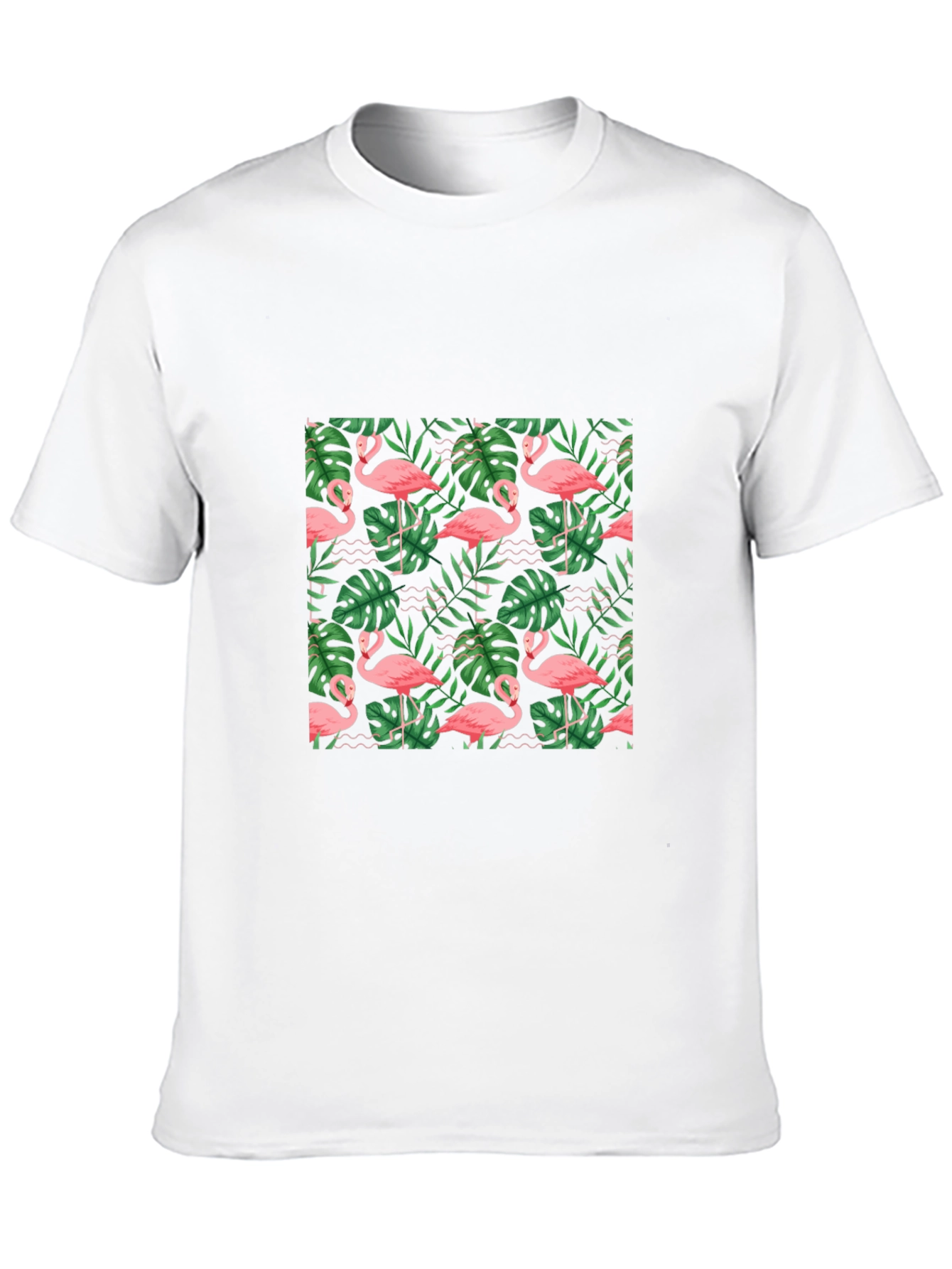 Black Tropical Flamingo Print Black T-Shirt view 10