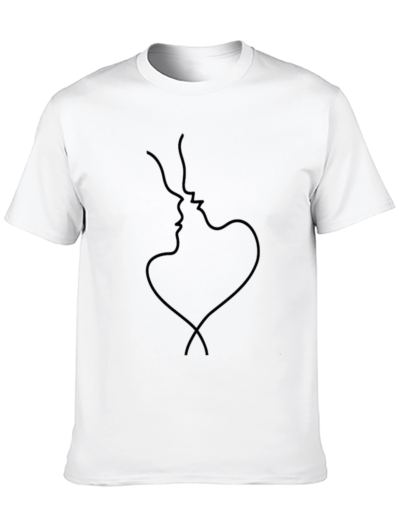 Black Minimalist Kissing Lovers Graphic Tee view 10