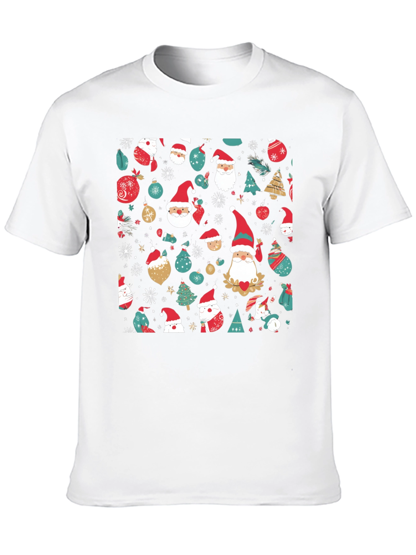 Black Festive Christmas Pattern T-Shirt view 10
