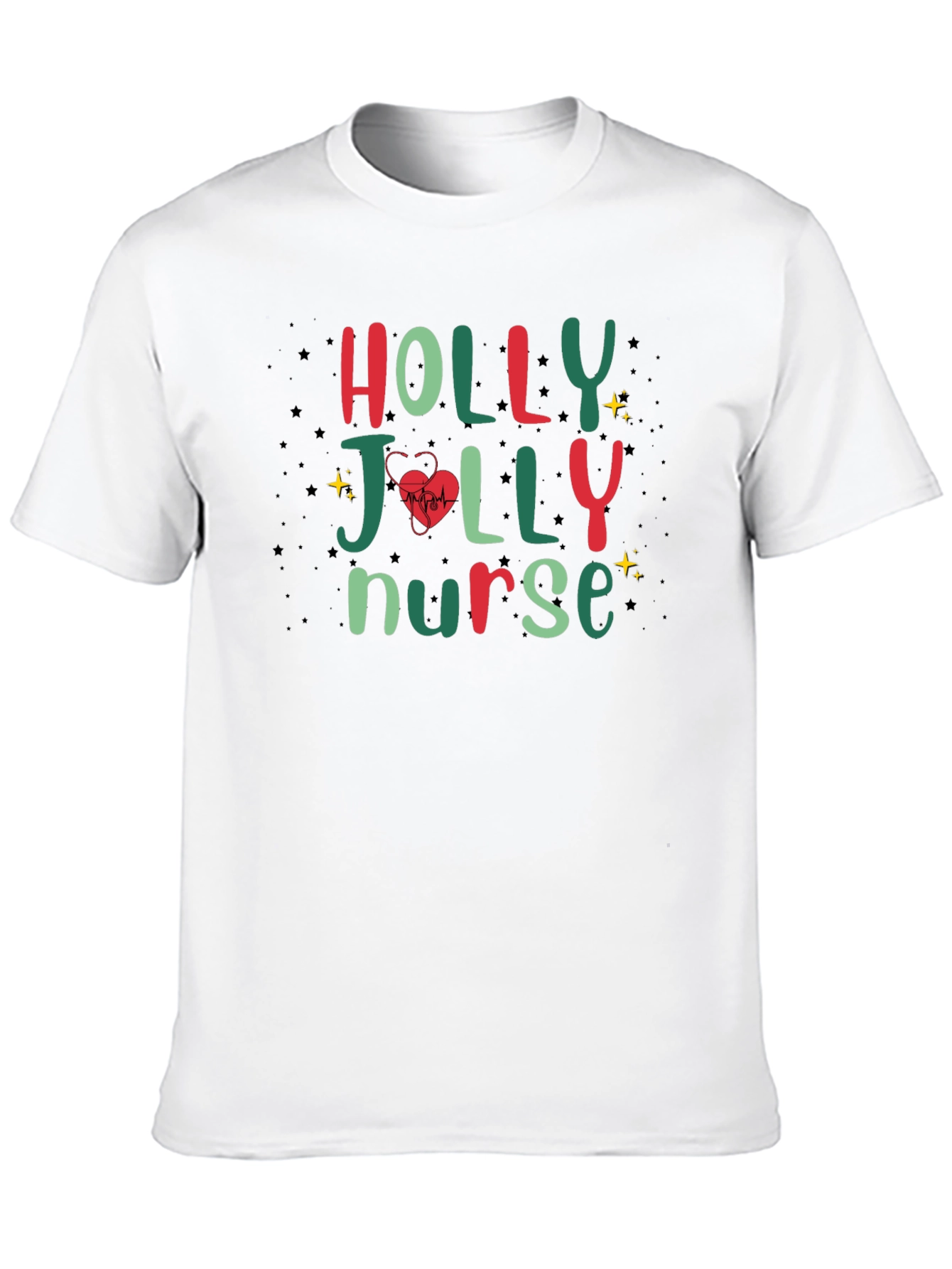 Black Holly Jolly Nurse T-Shirt - Festive Holiday Apparel view 10