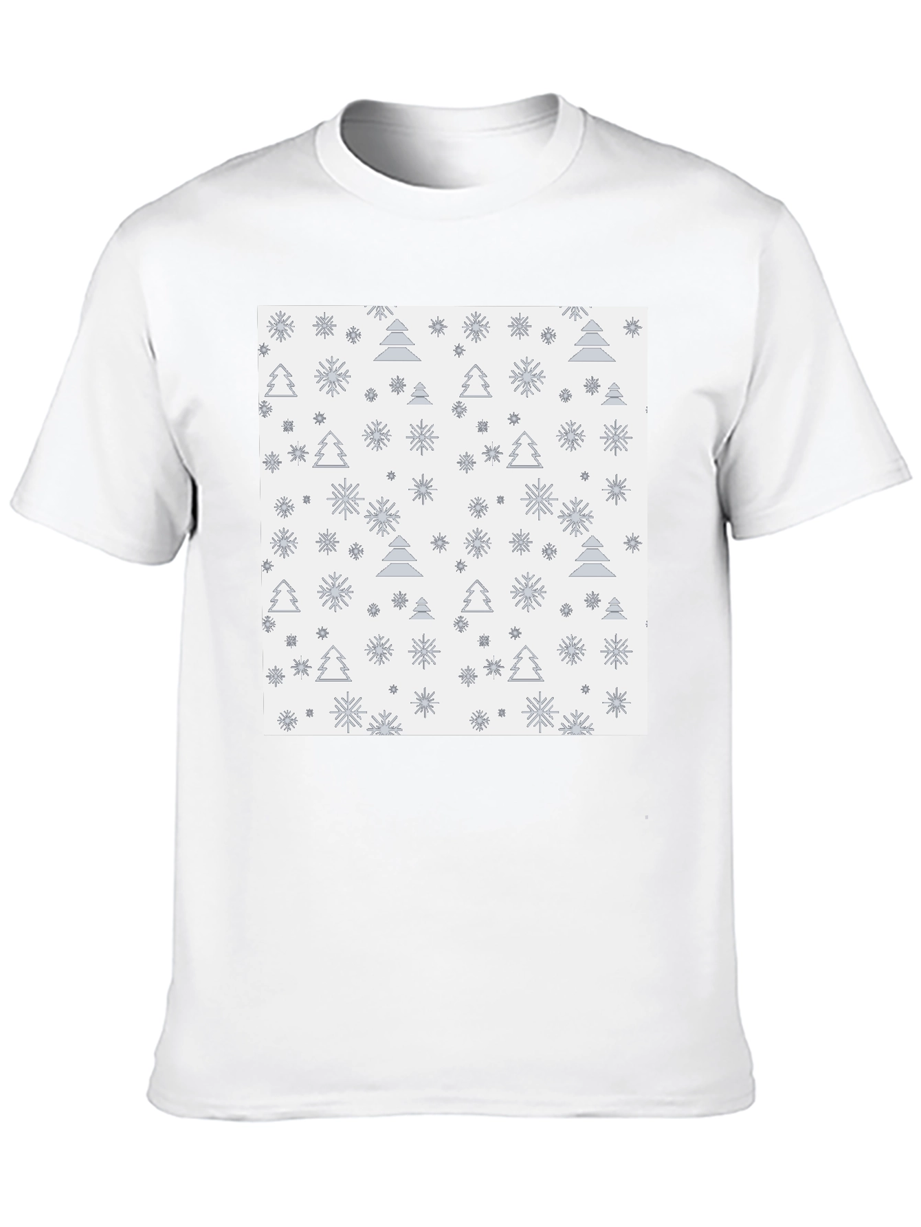 Black Festive Trees & Snowflakes Black T-Shirt view 10