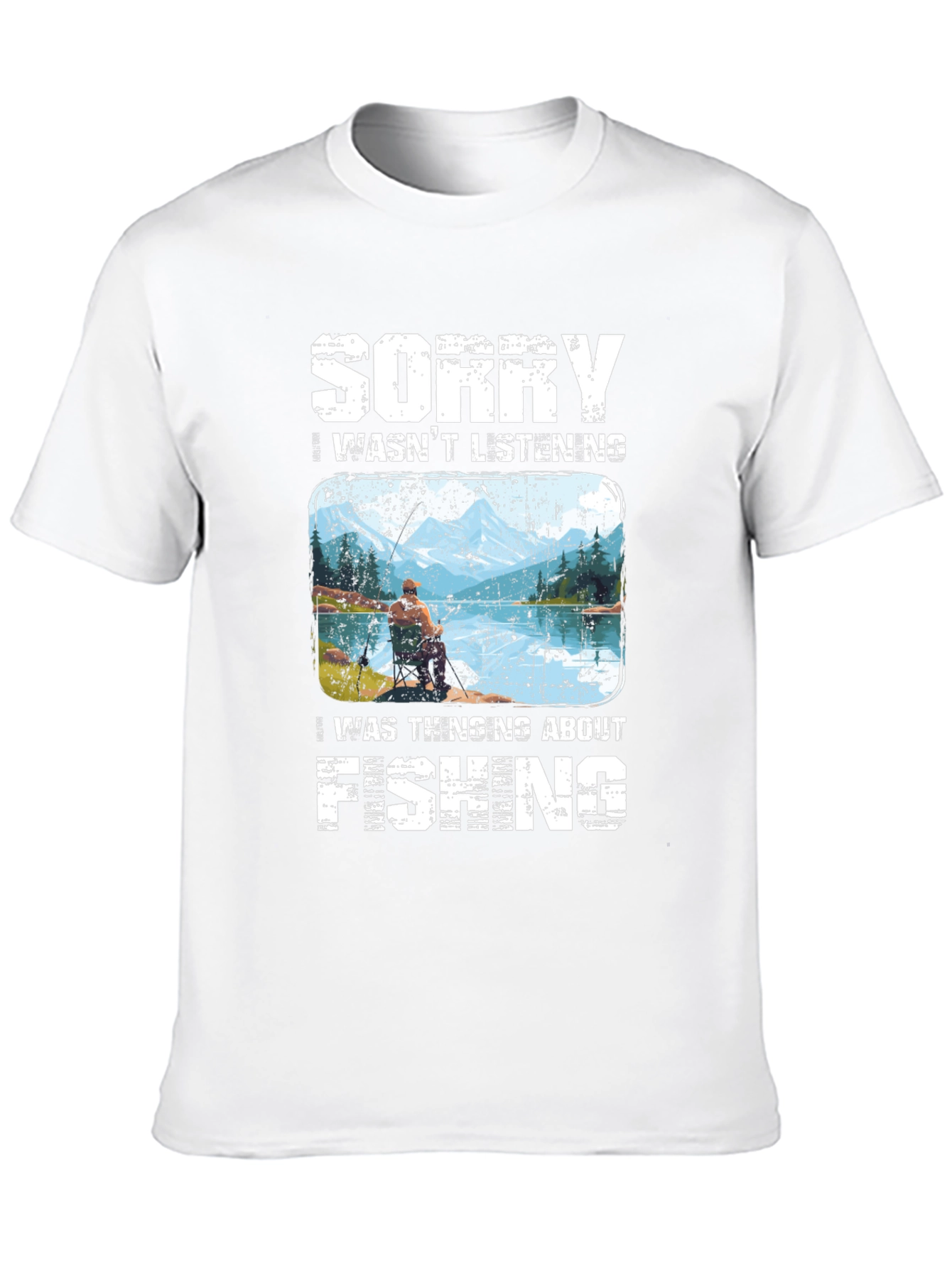 Black Sorry I Wasn't Listening Fishing T-Shirt view 10
