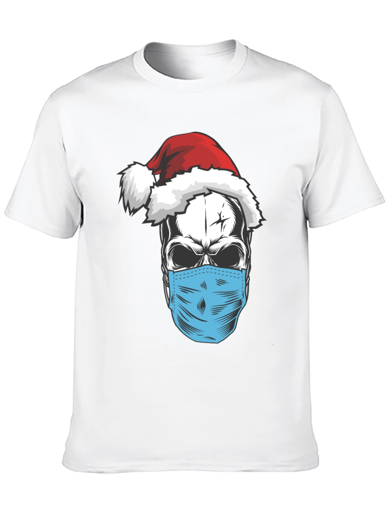 Black Skull Santa Mask T-Shirt - Holiday Humor view 10