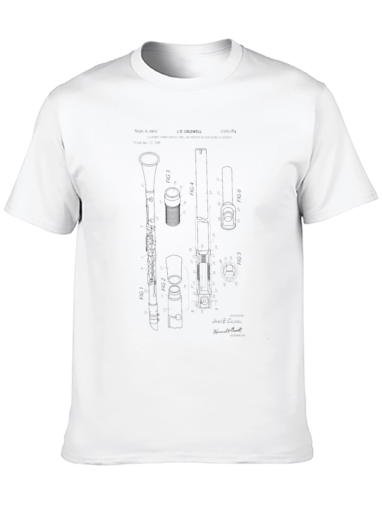 Black Clarinet Patent Print Black T-Shirt view 10