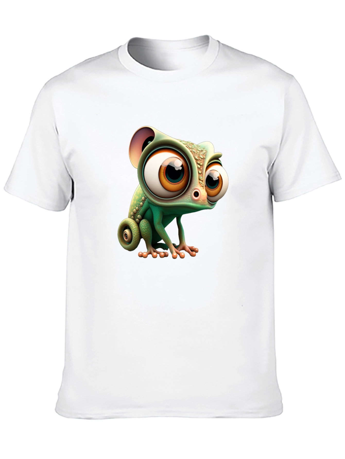 Black Cute Cartoon Chameleon Graphic Tee - Black view 10
