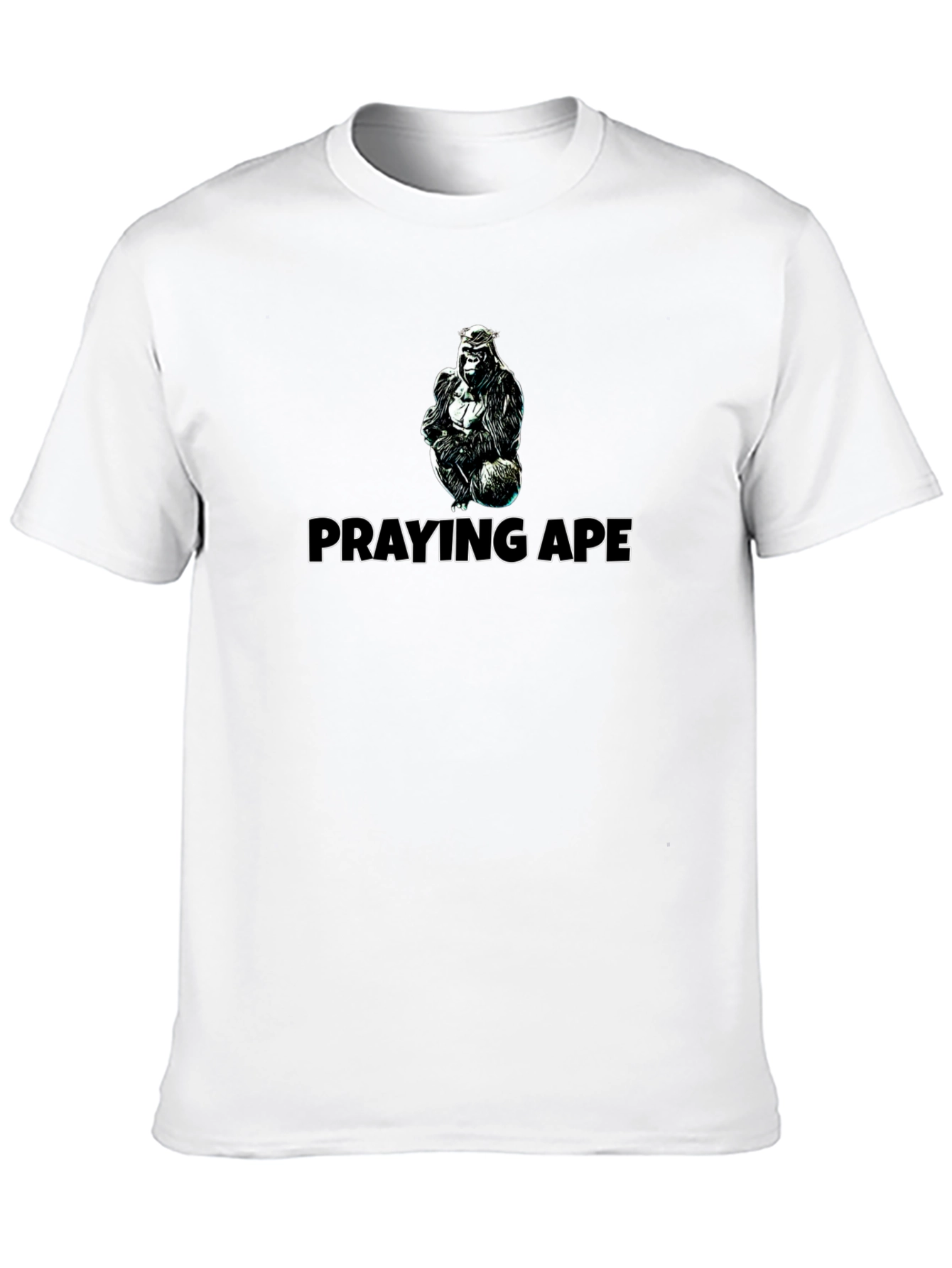 Black Praying Ape Graphic Tee - Black Cotton Blend view 10