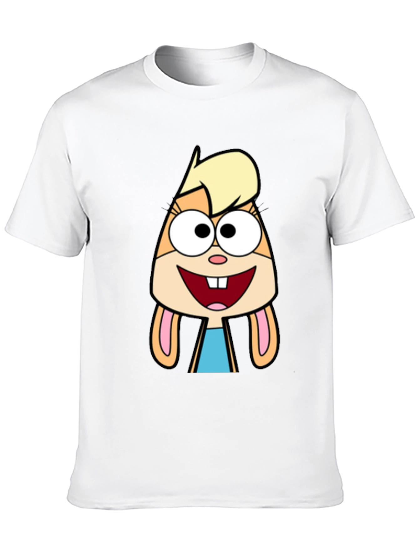 Black Cartoon Rabbit Graphic Tee - Unisex Black T-Shirt view 10