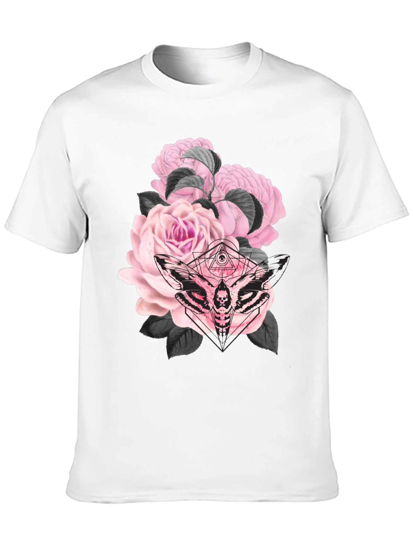 Black Gothic Floral Moth Black T-Shirt view 10