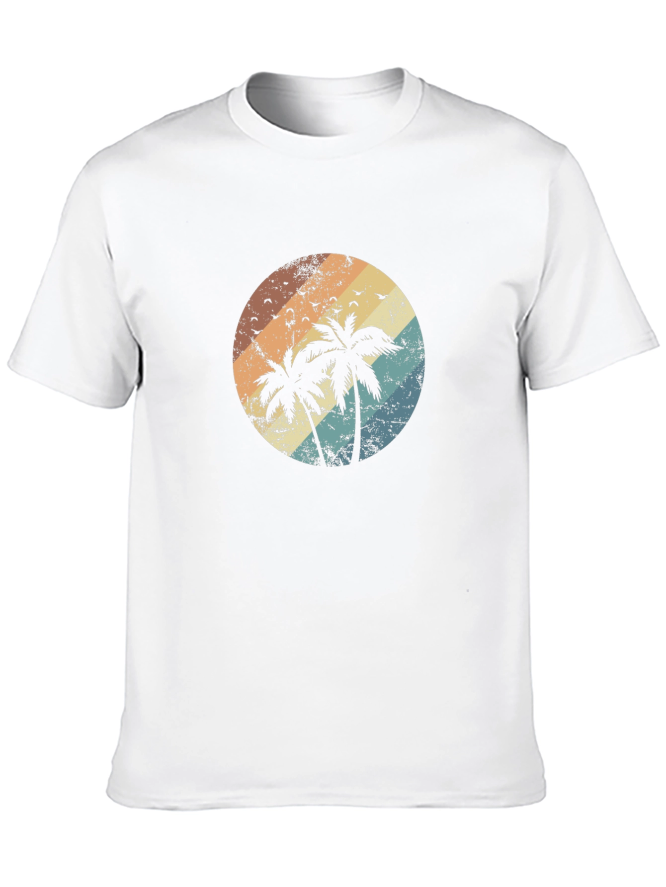 Black Retro Palm Tree Sunset Graphic T-Shirt view 10