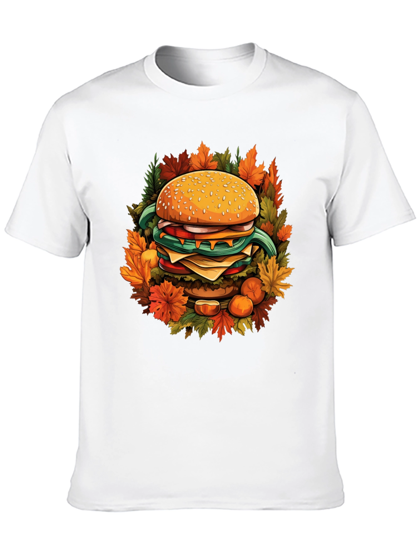 Black Burger Fall Graphic Tee - Black Cotton Casual Wear view 10