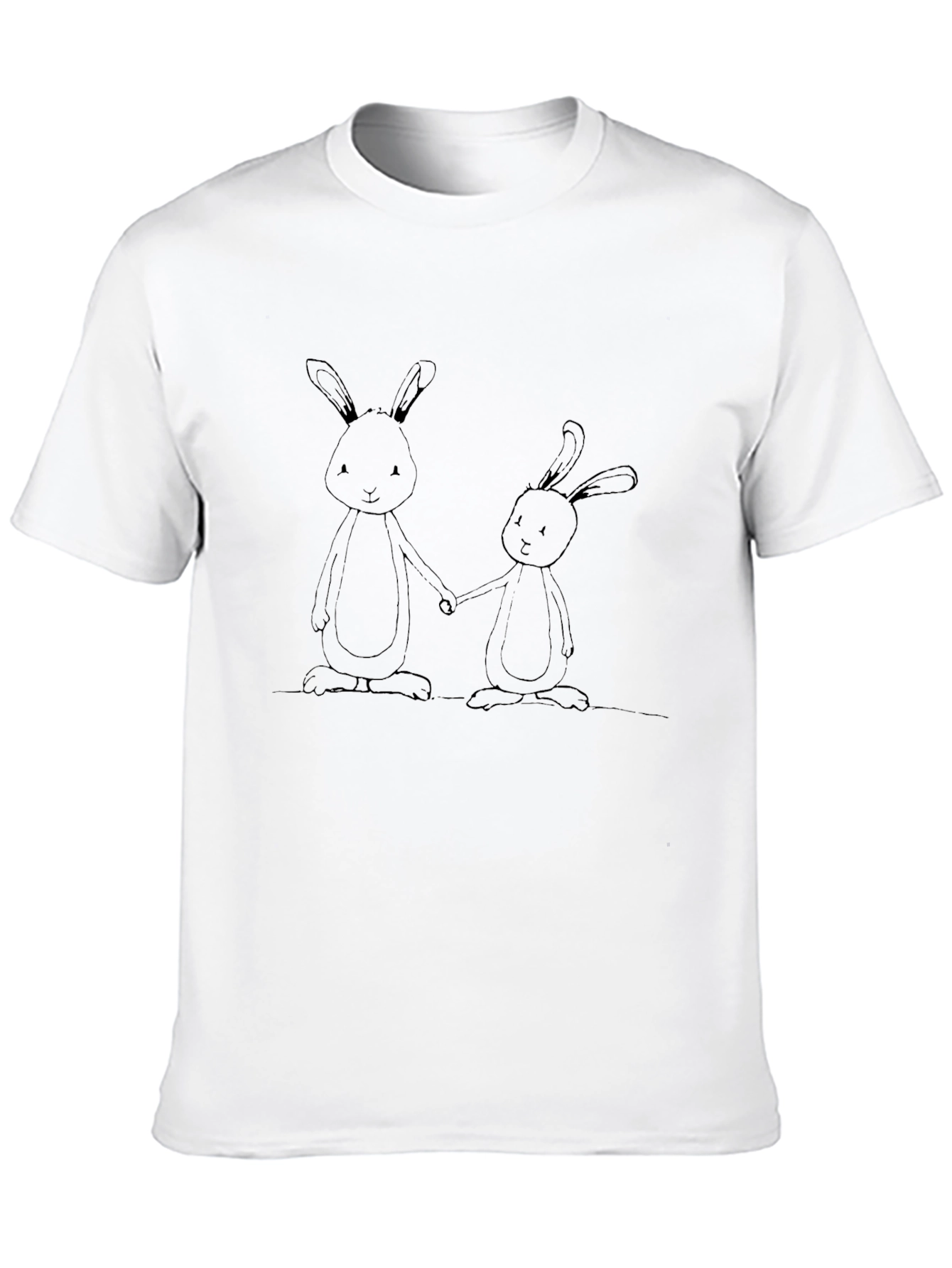 Black Cute Bunny Graphic Tee - Black Unisex T-Shirt view 10
