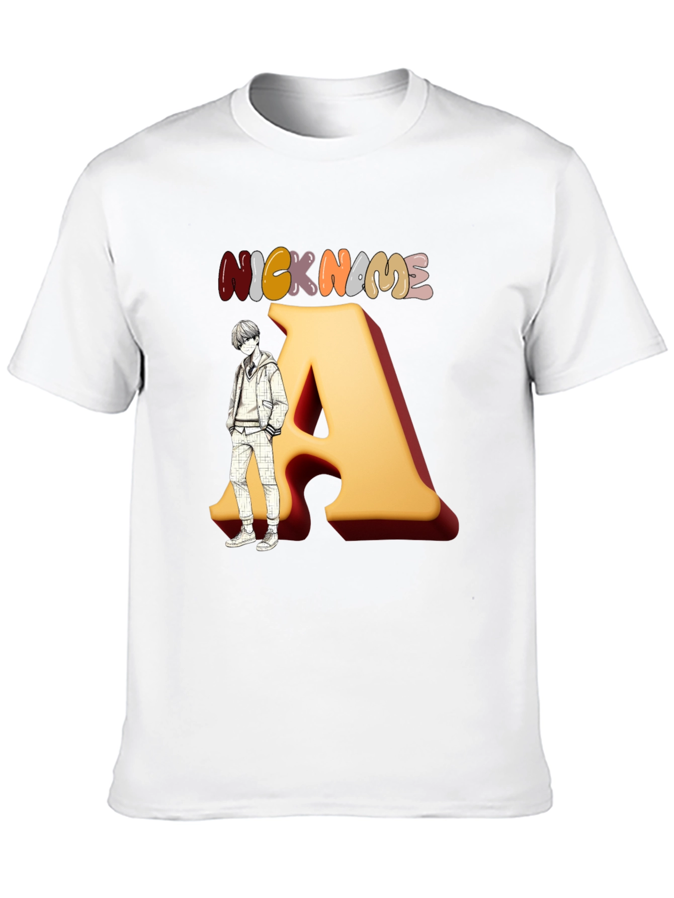 Black Nickname "A" Graphic Black T-Shirt view 10