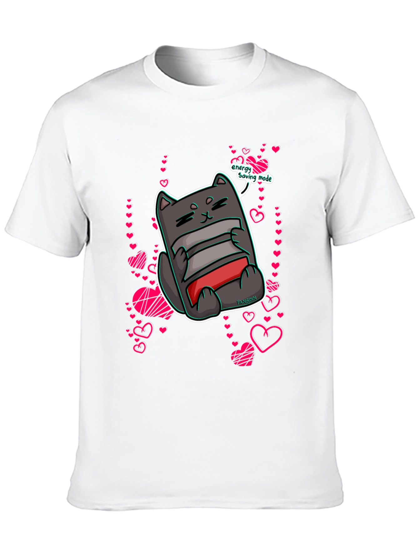 Black Energy Saving Mode Cat T-Shirt view 10