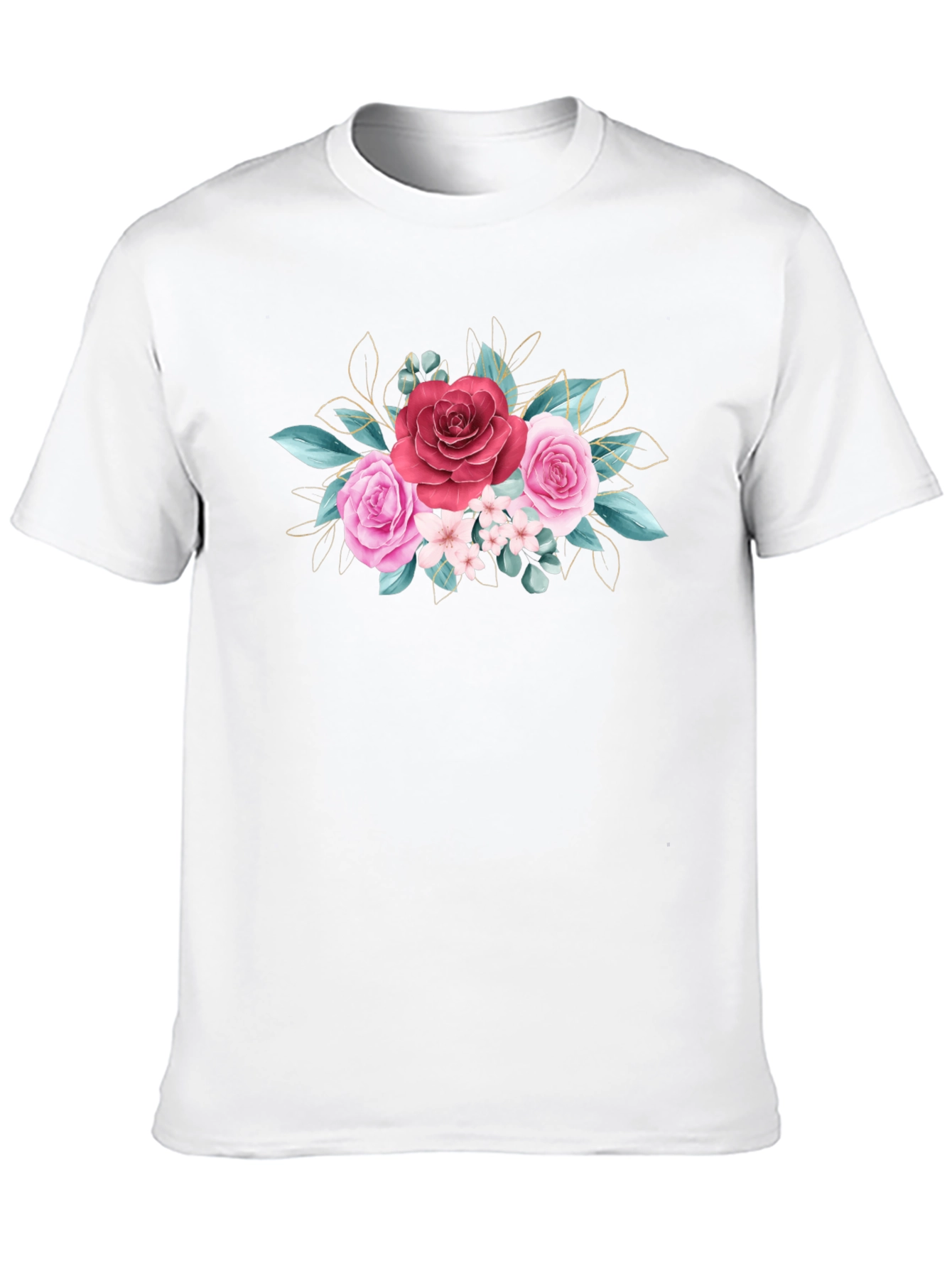 Black Floral Rose Graphic Tee - Stylish Black T-Shirt view 10