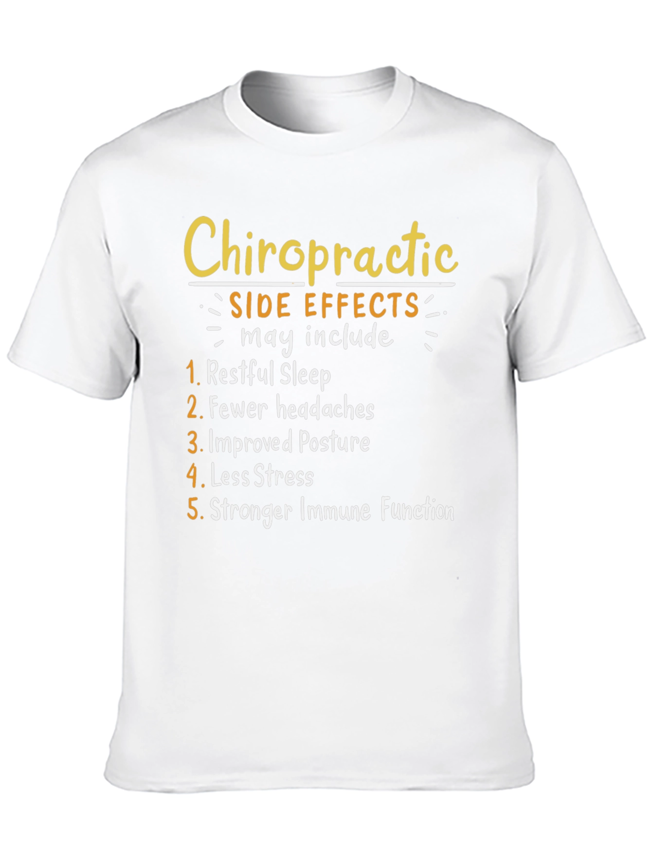 Black Chiropractic Side Effects T-Shirt: Restful Sleep, Less Stress view 10