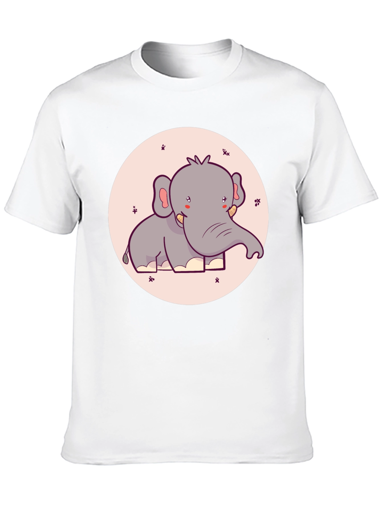 Black Cute Elephant Graphic Tee - Black Cotton T-Shirt view 10