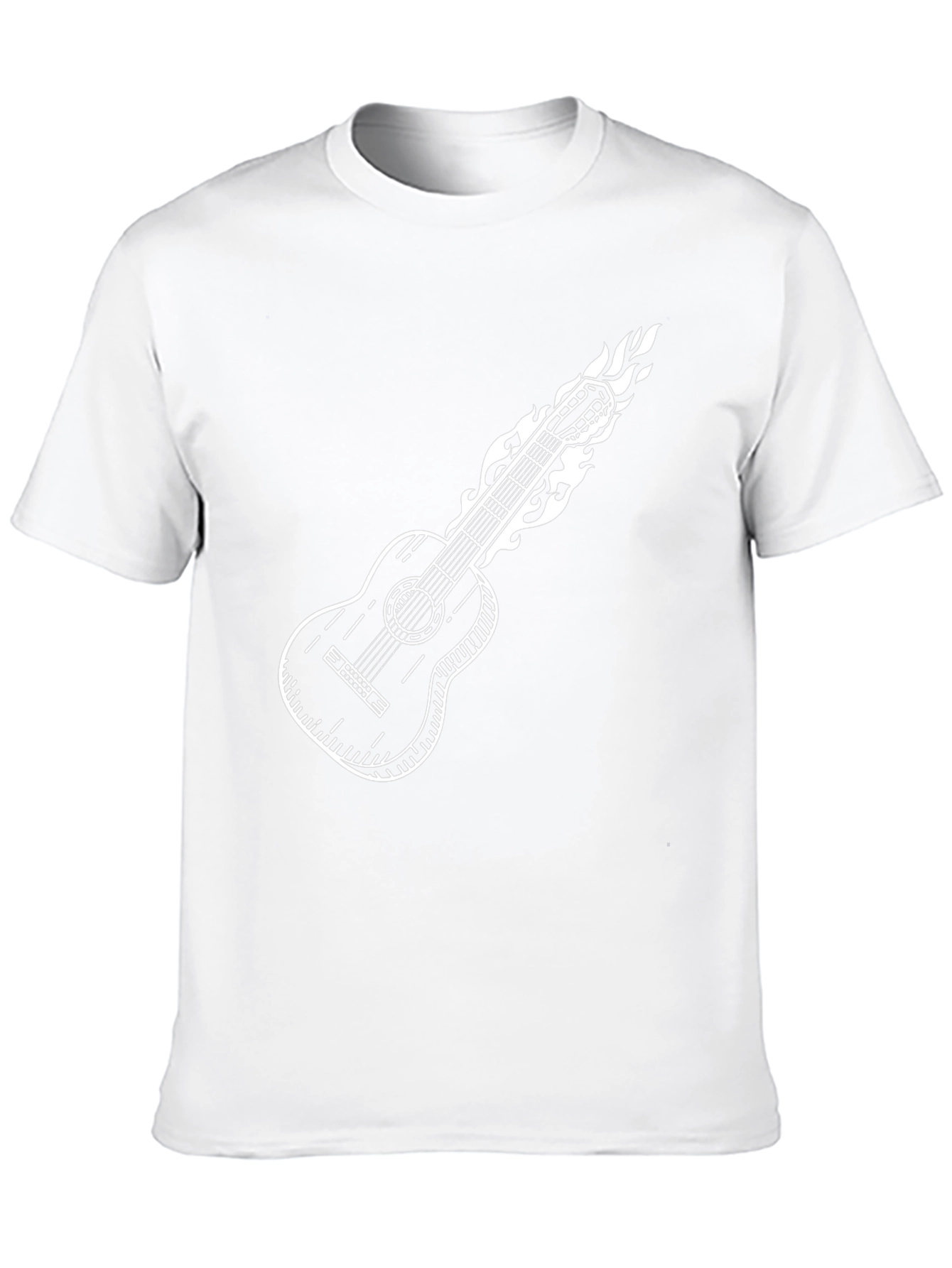 Black Flaming Guitar T-Shirt - Classic Black Cotton Tee view 10