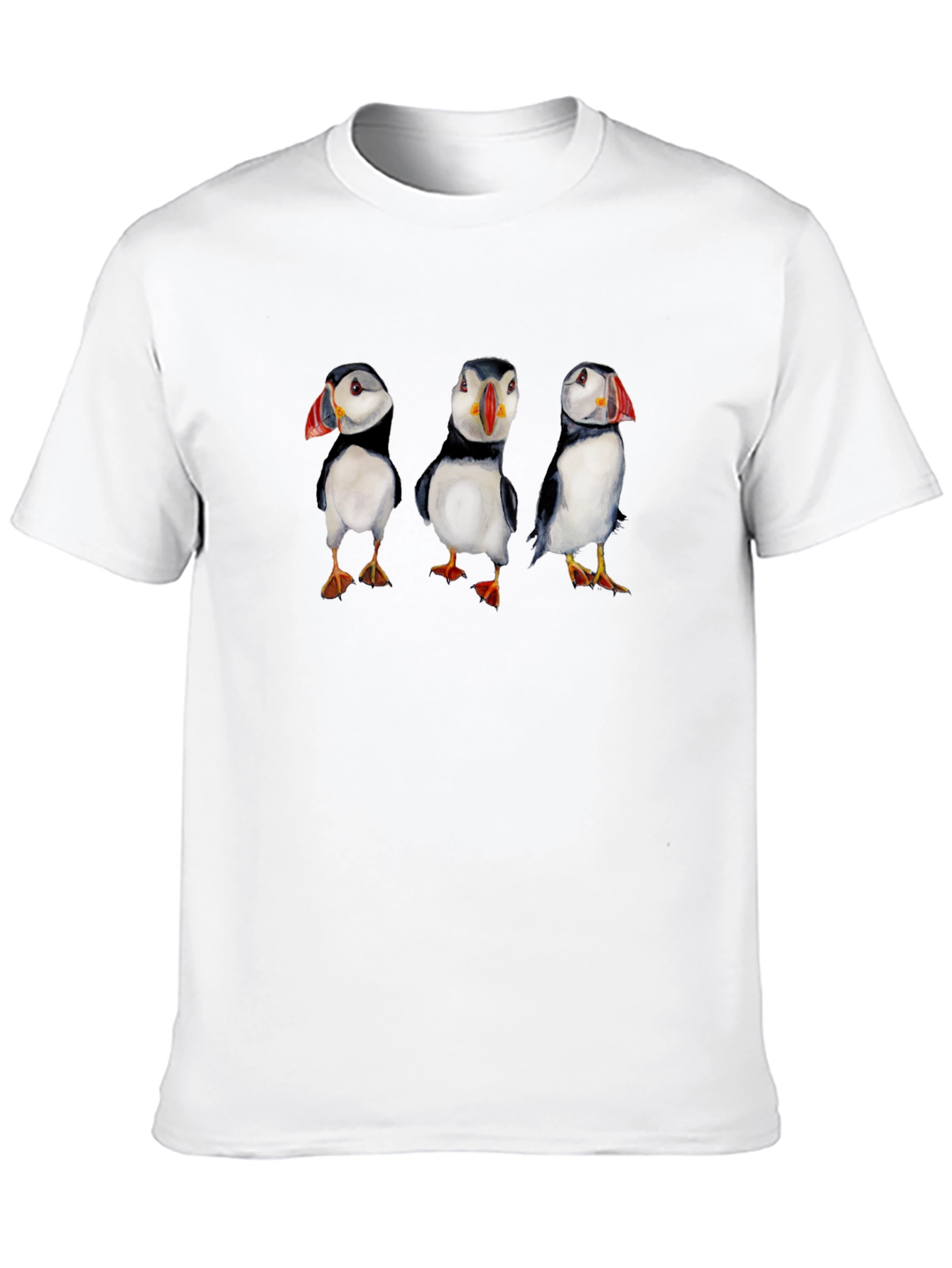 Black Puffin Print Black T-Shirt view 10